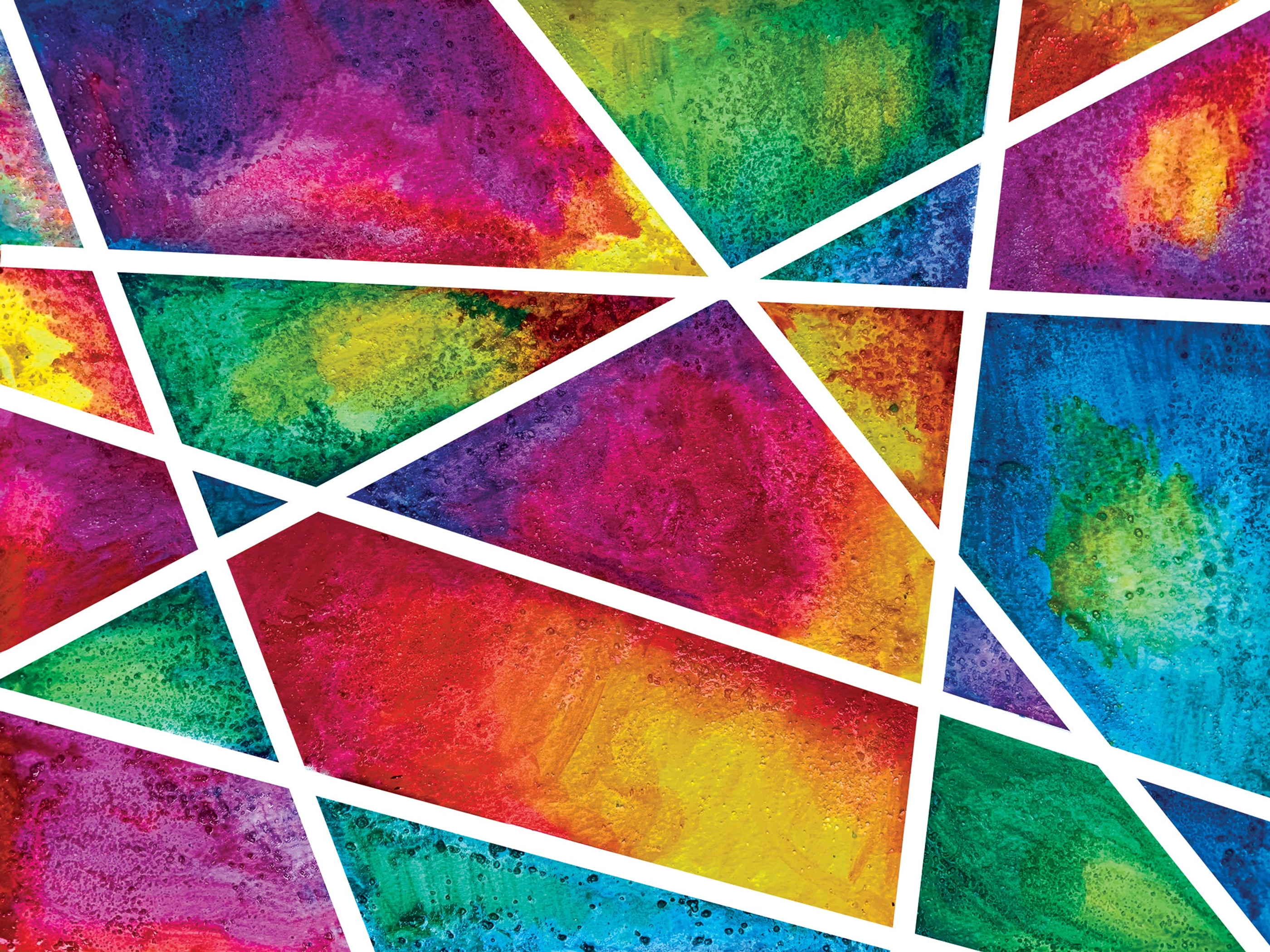 Puzzle Stained Windows 500 Pieces Modern Art Rainbow Gradient Color Patterns Finished Size 27.5in x 20in Blue Backed Puzzle Board