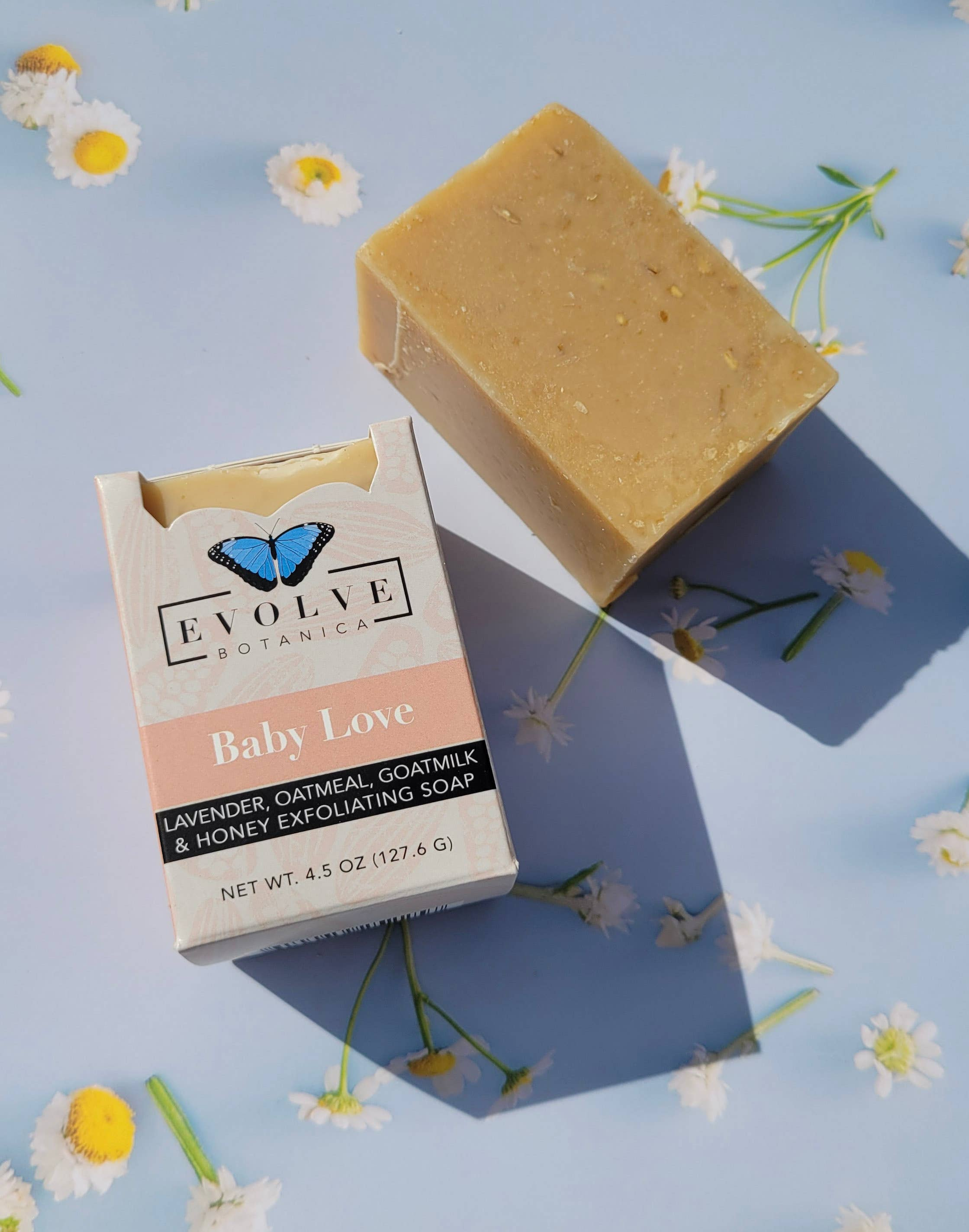 Soap Moisturizing Fresh Goat's Milk Colloidal Oatmeal Unrefined Wildflower Honey for Sensitive Skin 2.25 Length 3.00 Width 1.75 Height