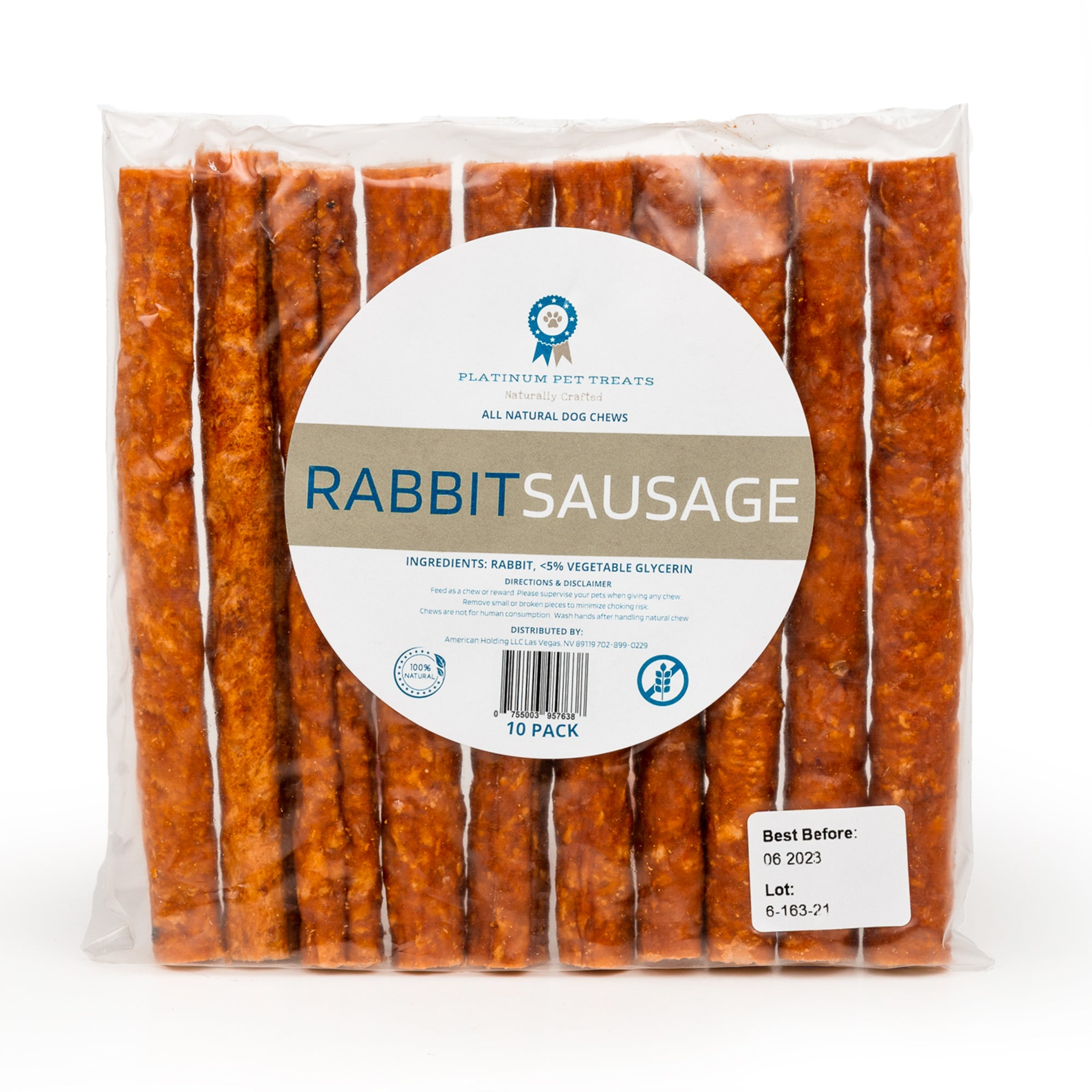 Platinum Pet Treats - The Sausage: Rabbit (Pack of 10) Image 1