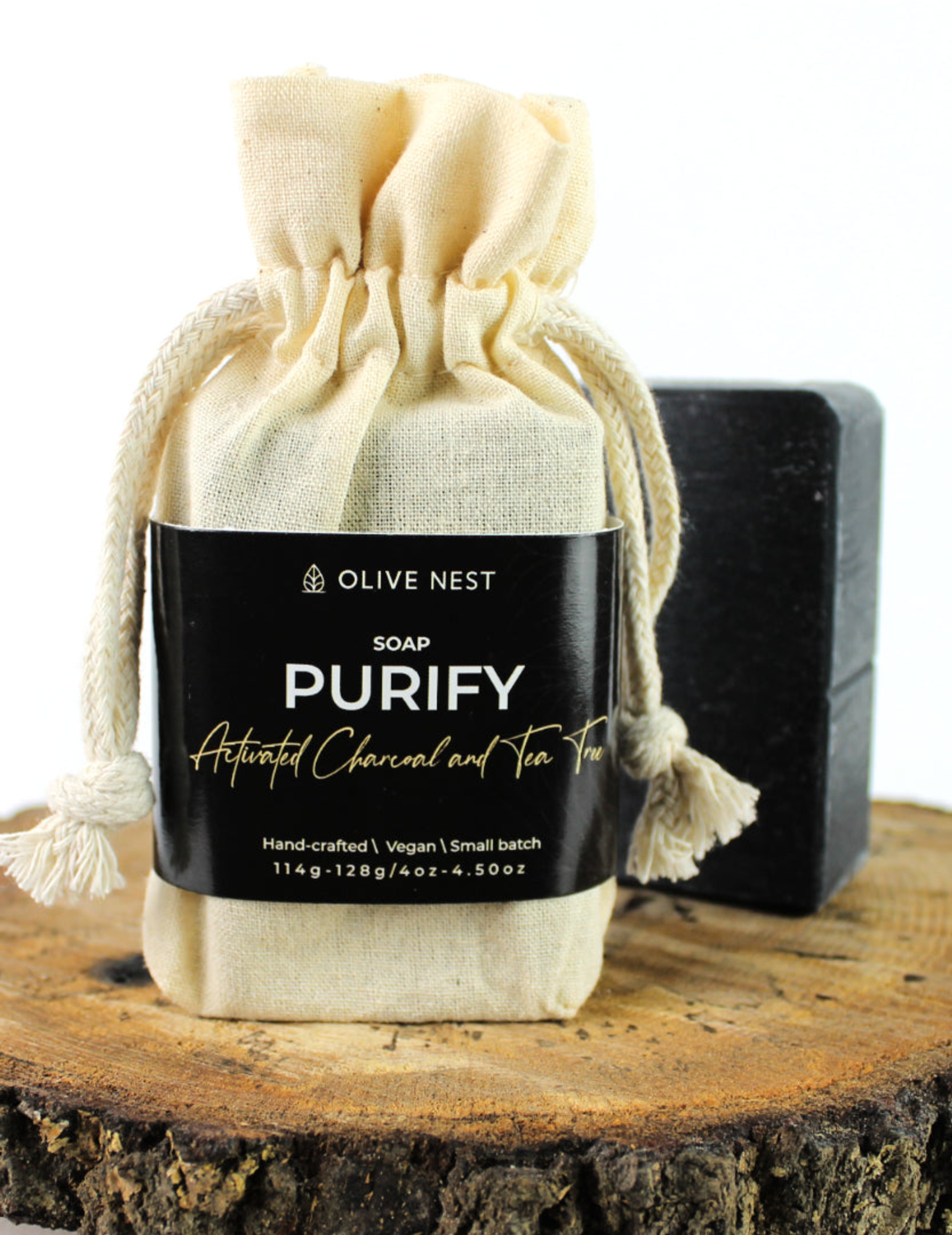 Soap Cleansing Bar Activated Charcoal Tea Tree Vegan Handcrafted Moisturizing Gentle