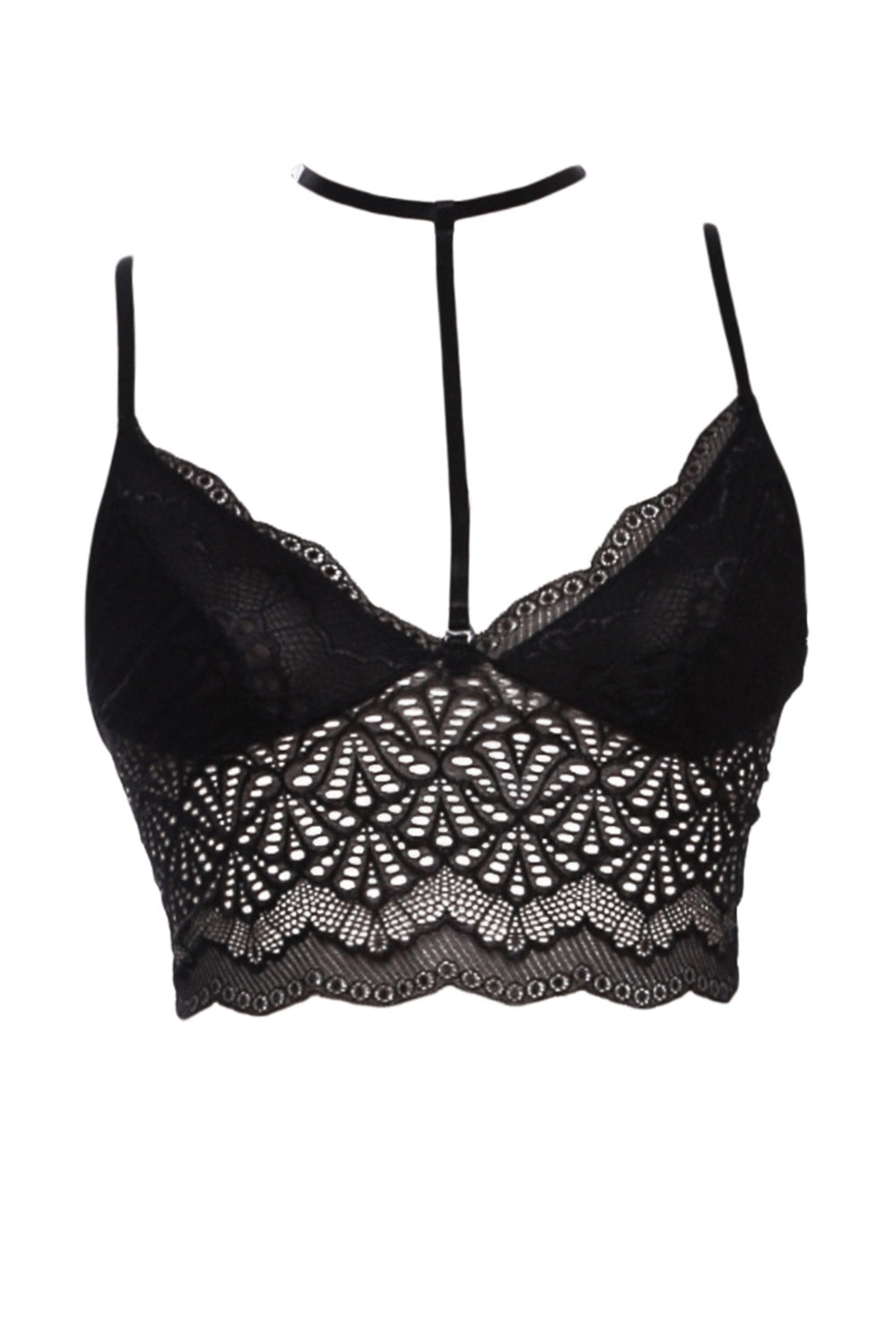 Lace Bra Seductive Strappy Bralette Adjustable Soft Scalloped Lace Perfect Present for Your Lover