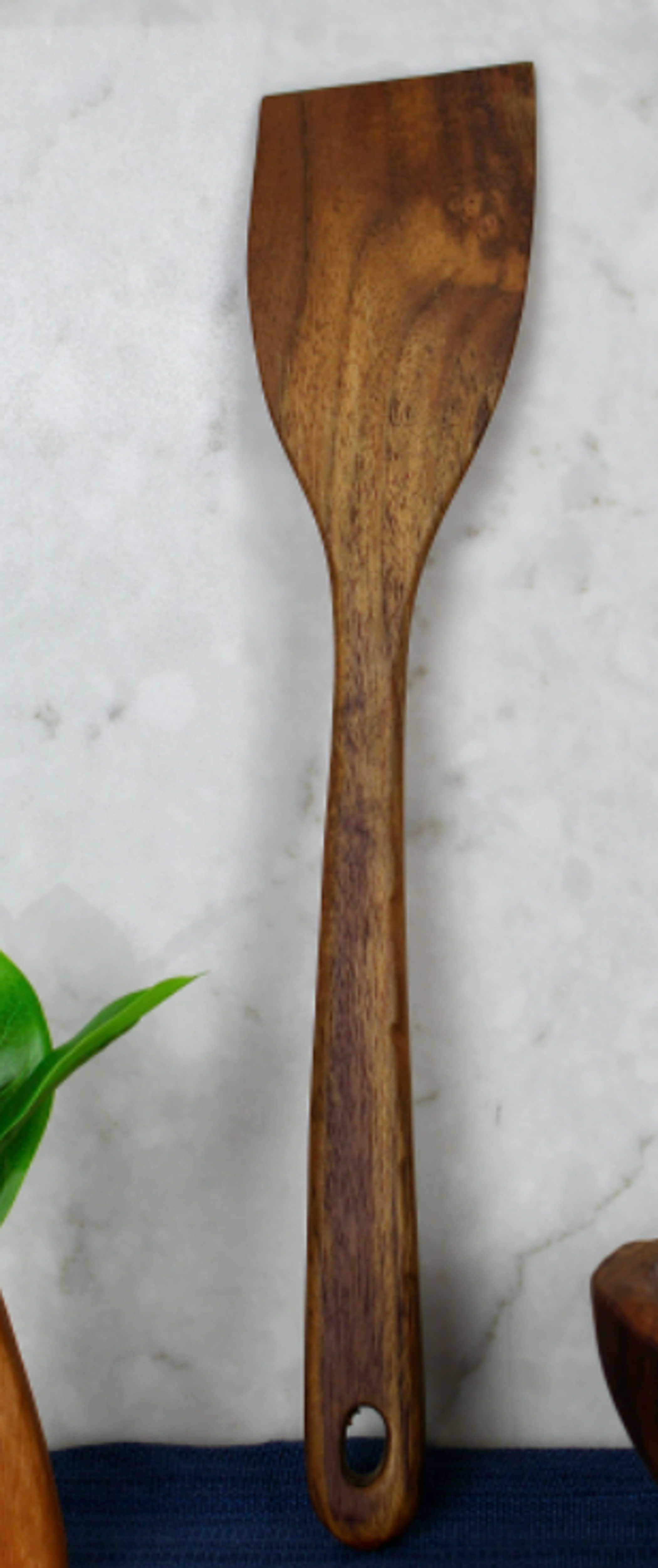 Wooden Spatula Cooking Flipping Serving 13 Inch Teak Wood Hand Carved Food Safe Mineral Oil Convenient Hanging Hole