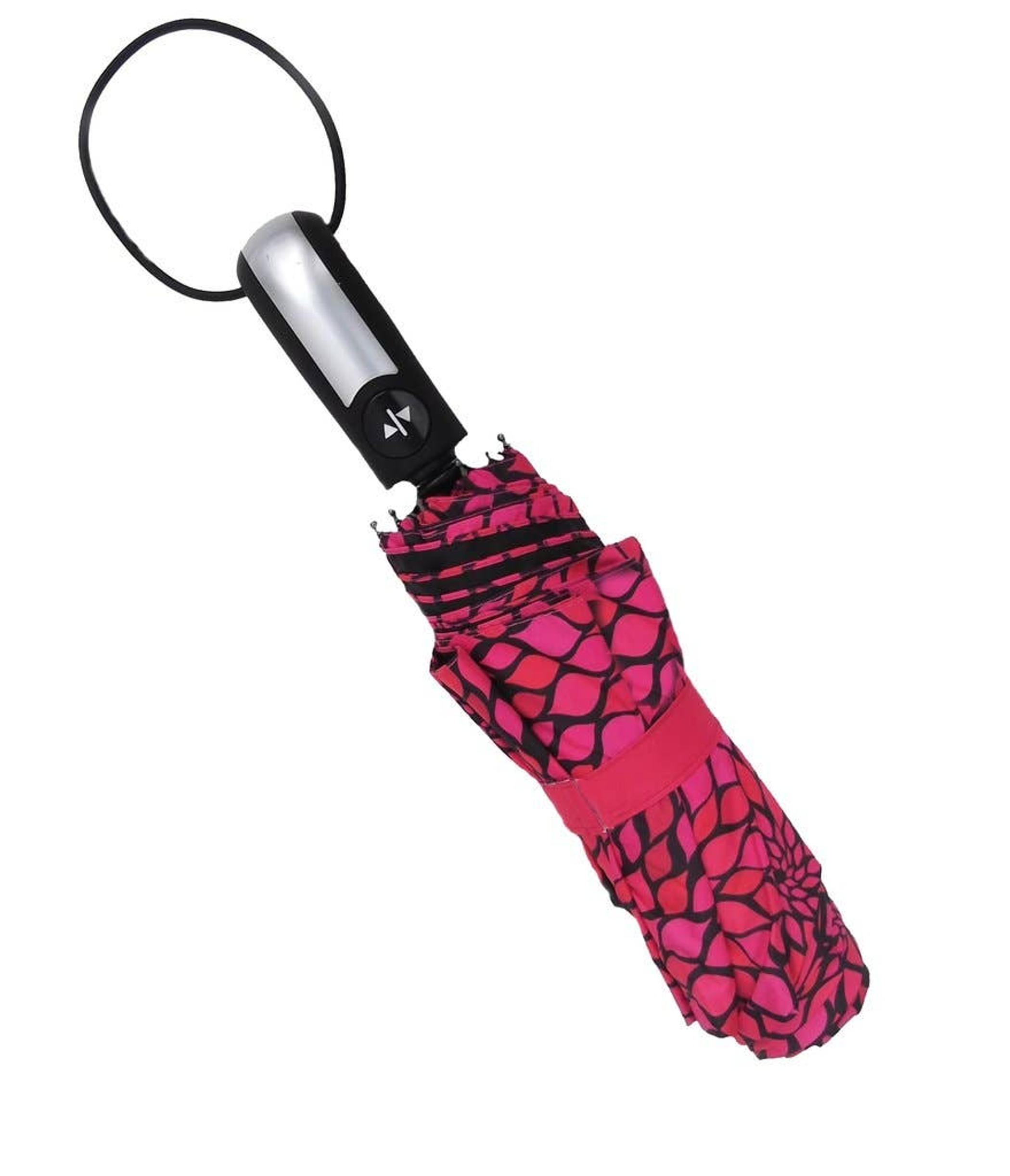 Compact Umbrella Automatic Open and Close 13 Inch Black Floral Design Waterproof Pongee Material Strong Steel Frame