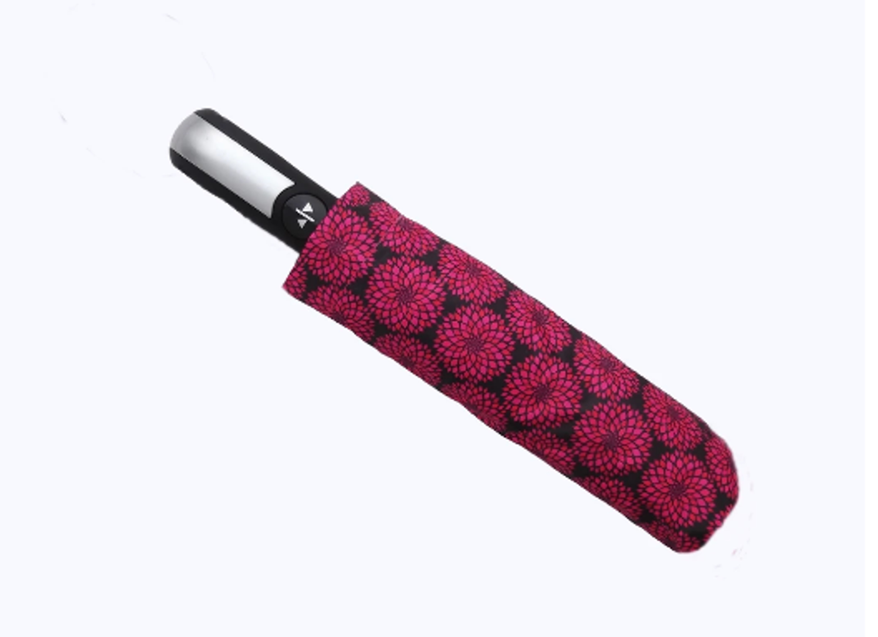 Compact Umbrella Automatic Open and Close 13 Inch Black Floral Design Waterproof Pongee Material Strong Steel Frame