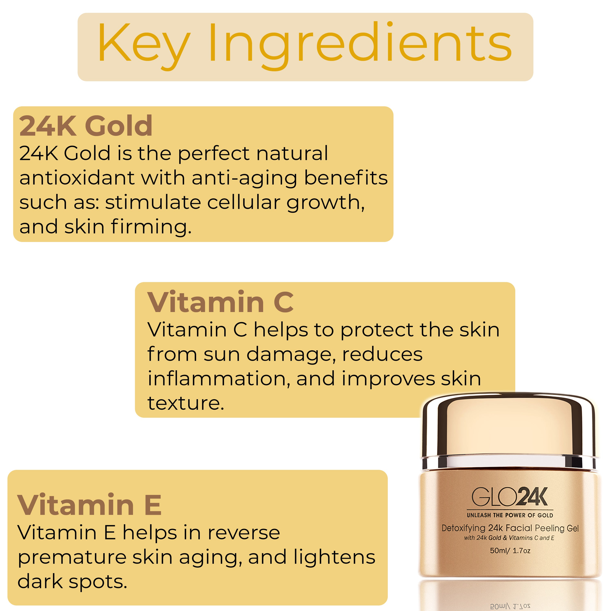 Gel Exfoliante Facial Detoxificante con Oro de 24k y Vitaminas C y E para todo tipo de piel 150 ml
