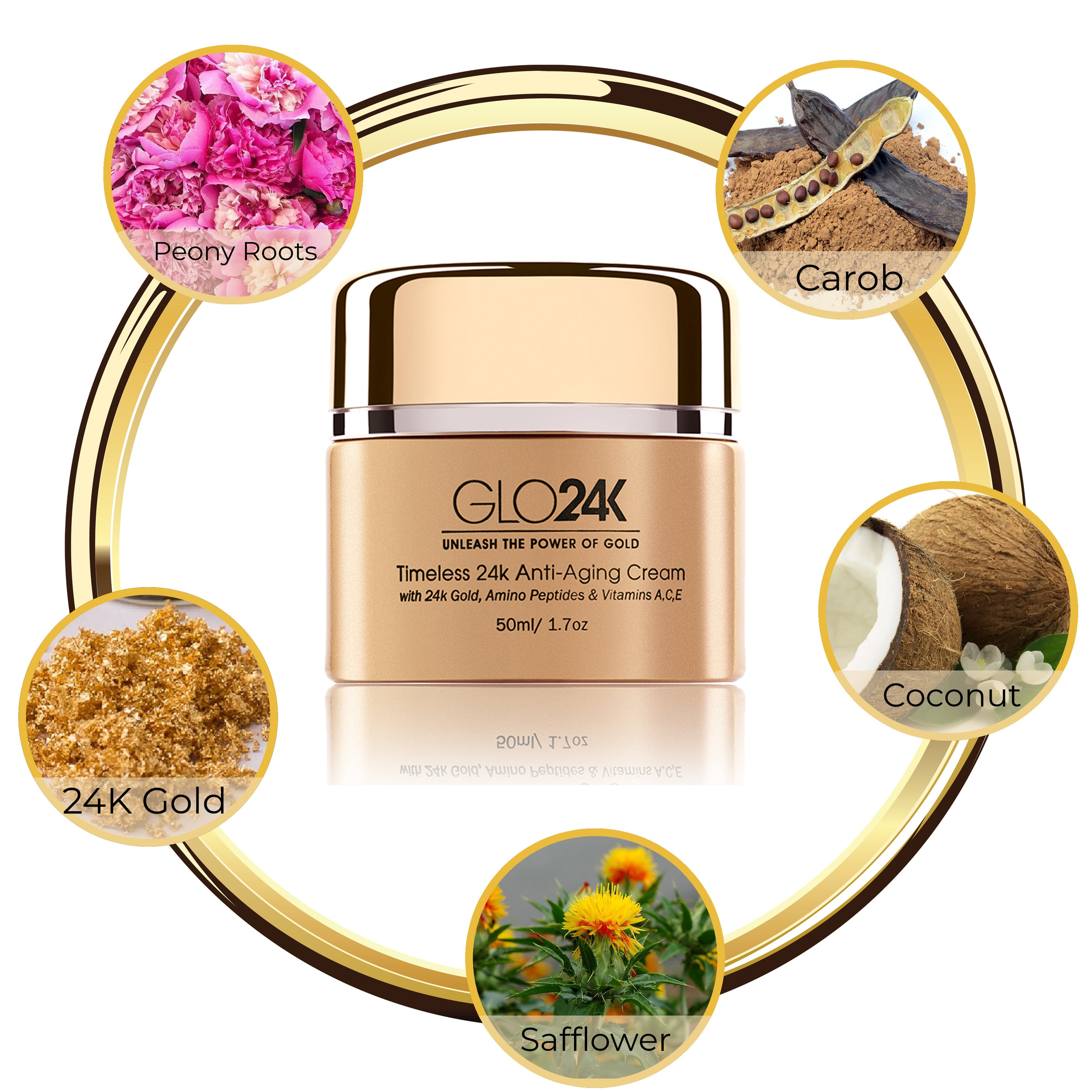 Crema para el rostro y cuello función anti-envejecimiento atributo 24k oro atributo amino péptidos atributo vitaminas A C E