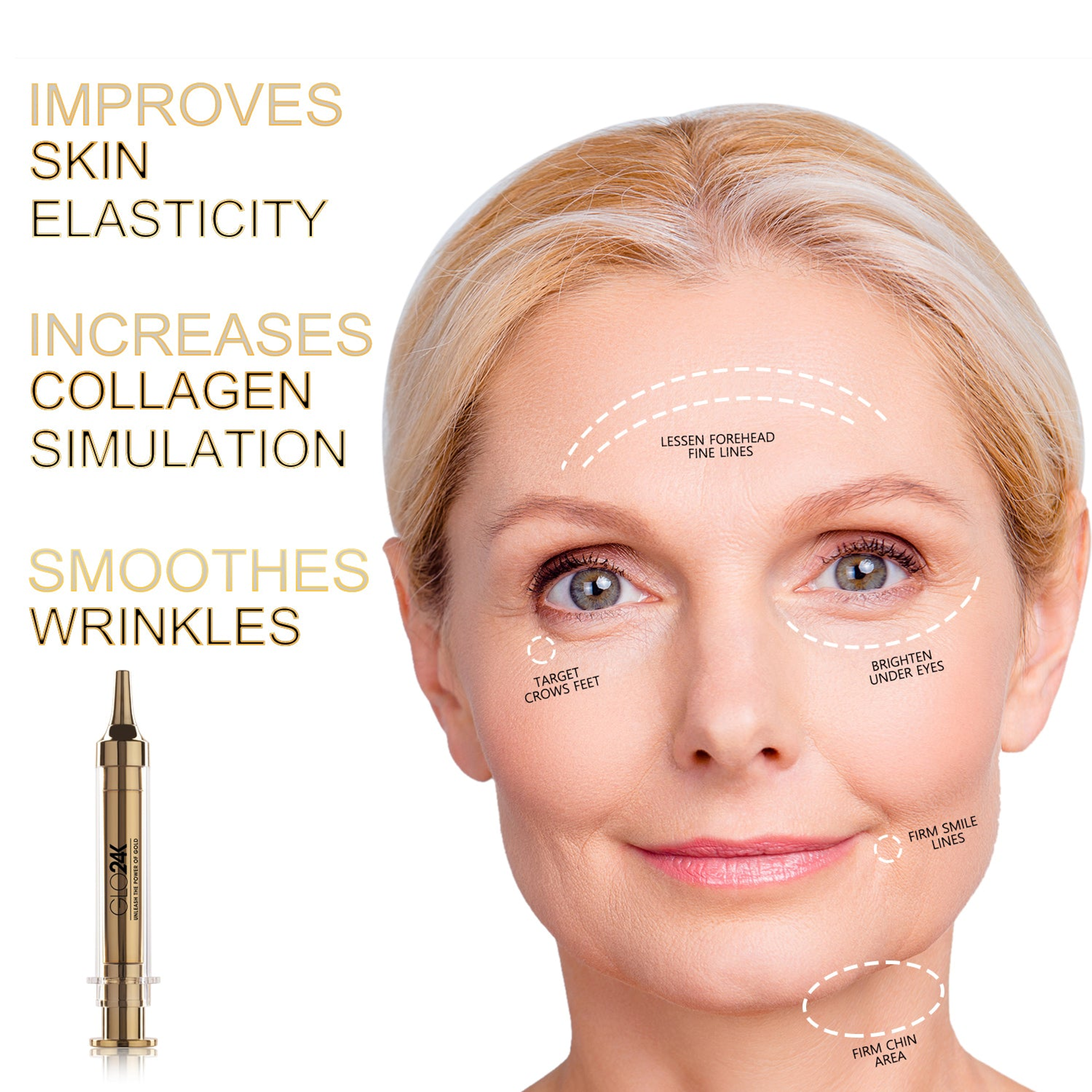 Crema facial anti-envejecimiento no quirúrgica efecto lifting con 24k de oro ácido hialurónico y vitaminas A C E para todo tipo de piel