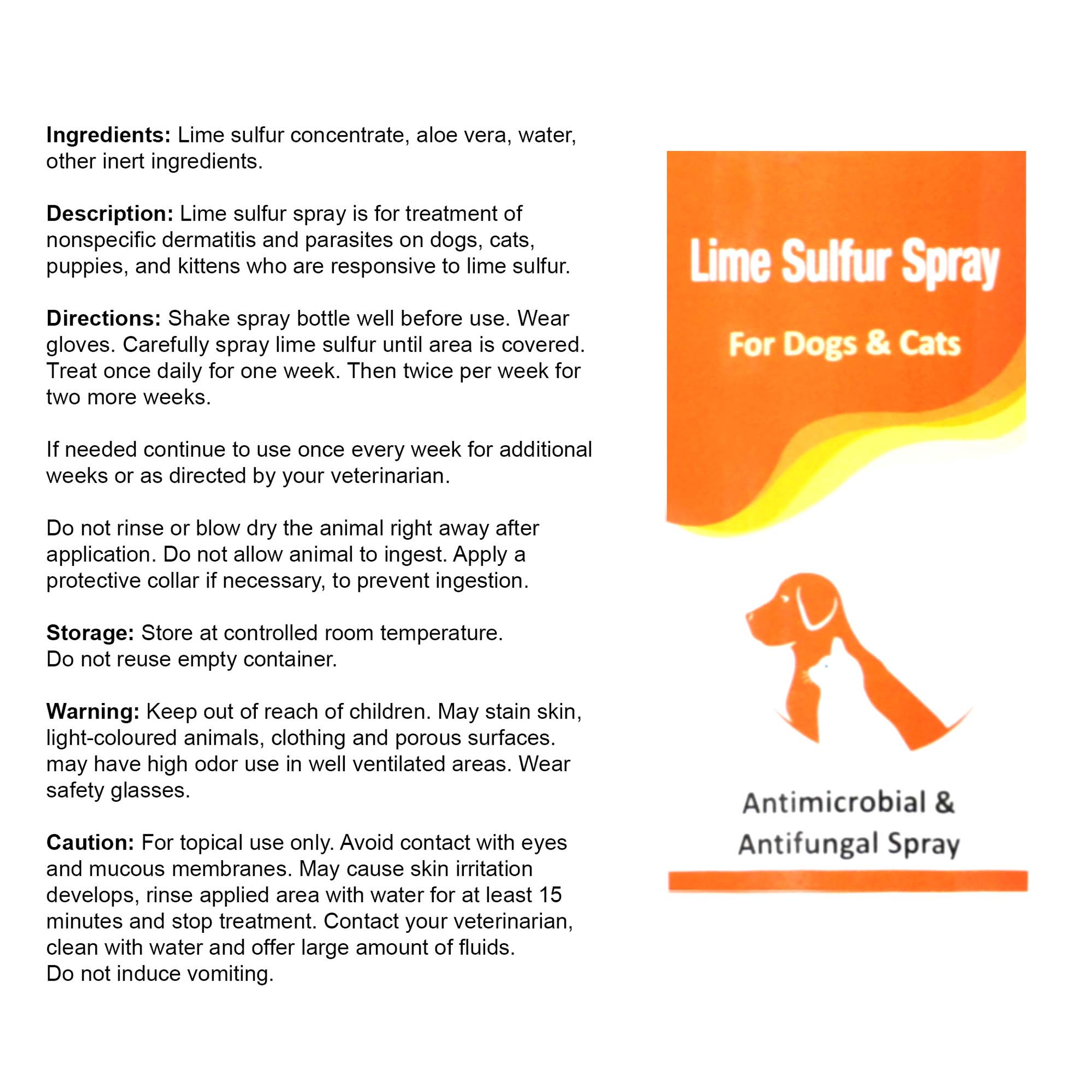 Spray for Pet Care for Dry Itchy Skin Treatment Gentle Formula with Aloe Vera 8 Ounces Easy to Use Bottle