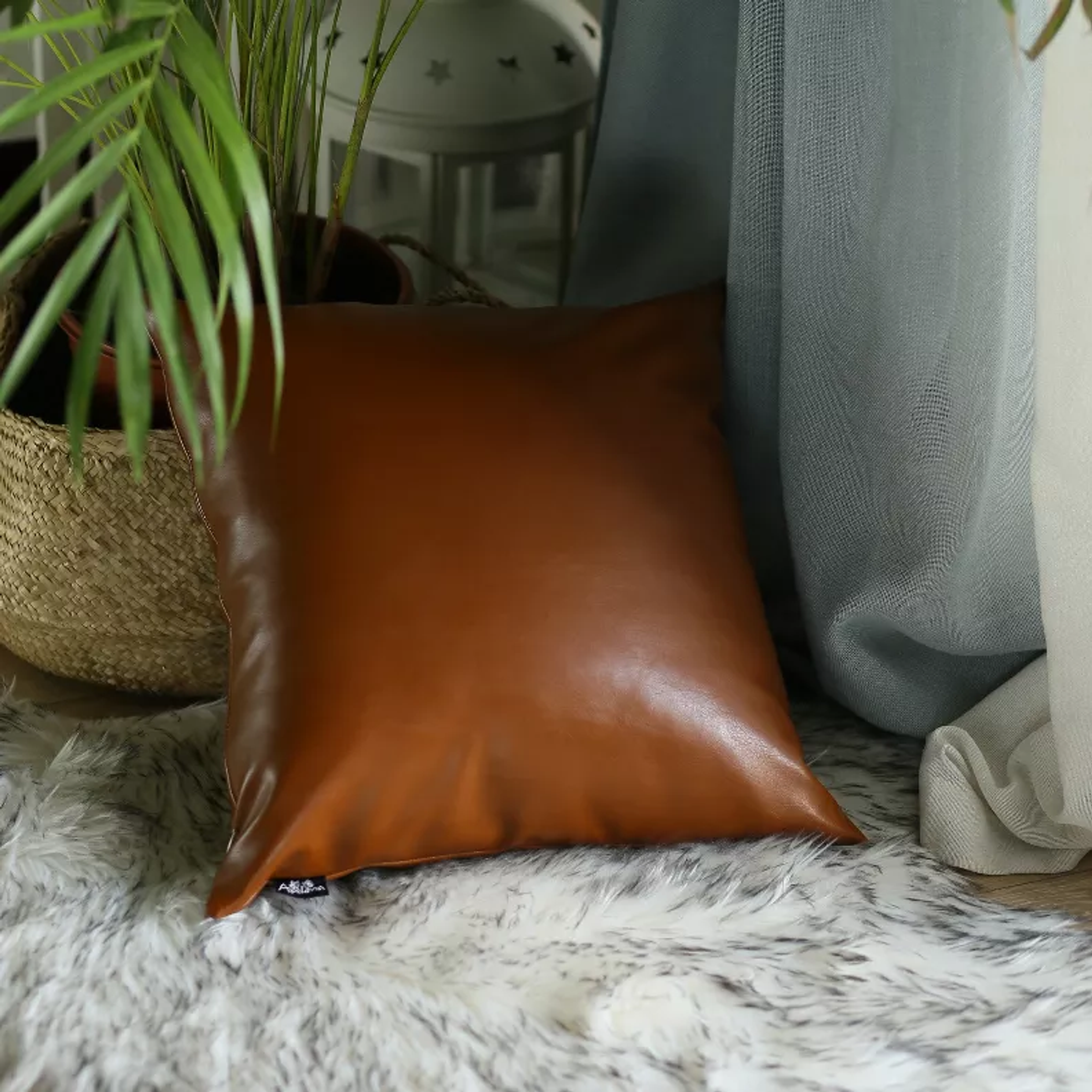 Throw Pillow Covers Decorative Vegan Faux Leather 12x20 17x17 Brown Handmade Hidden Zipper OEKO-TEX Certified