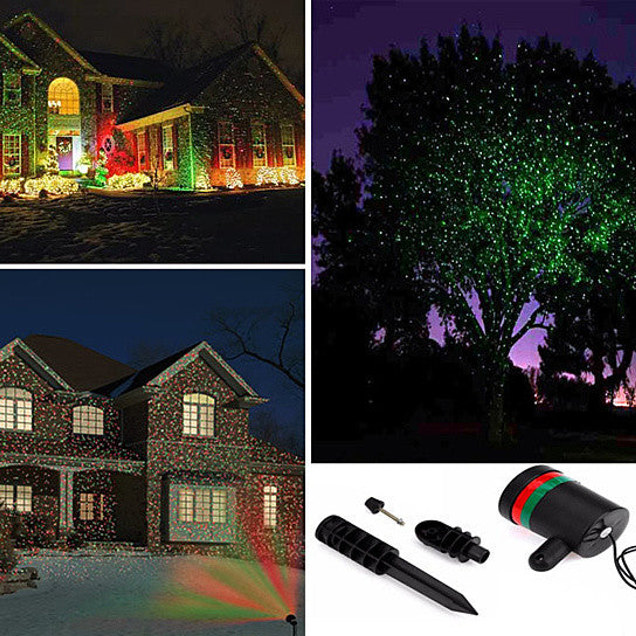 Laser Lights Holiday Lighting Waterproof 60ft x 60ft Area Red Green Includes Outdoor Stake DC Power Plug