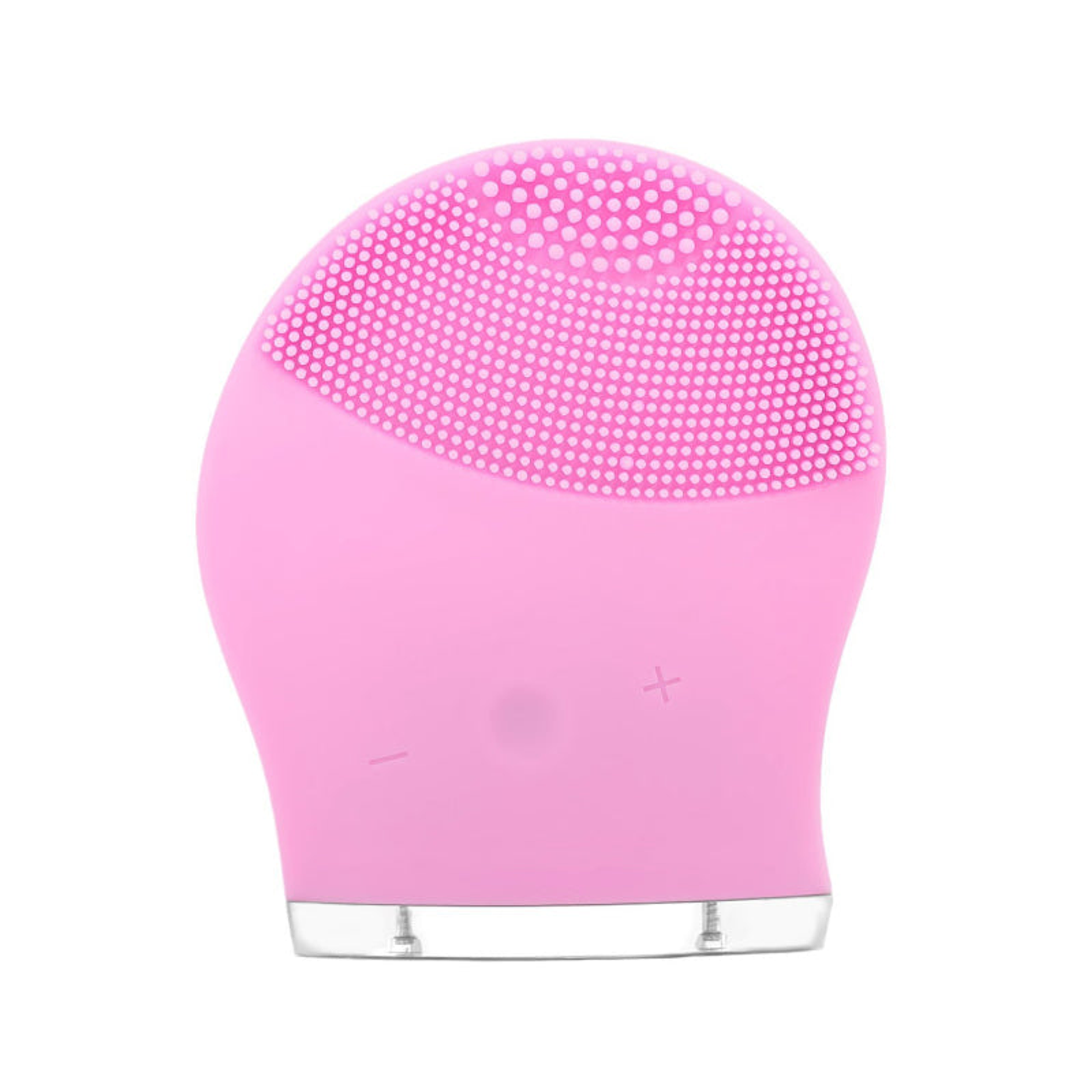 Limpiador de maquillaje y masajeador 2 en 1 portátil de silicona rosa tamaño pequeño recargable waterproof para rutina de cuidado facial diaria