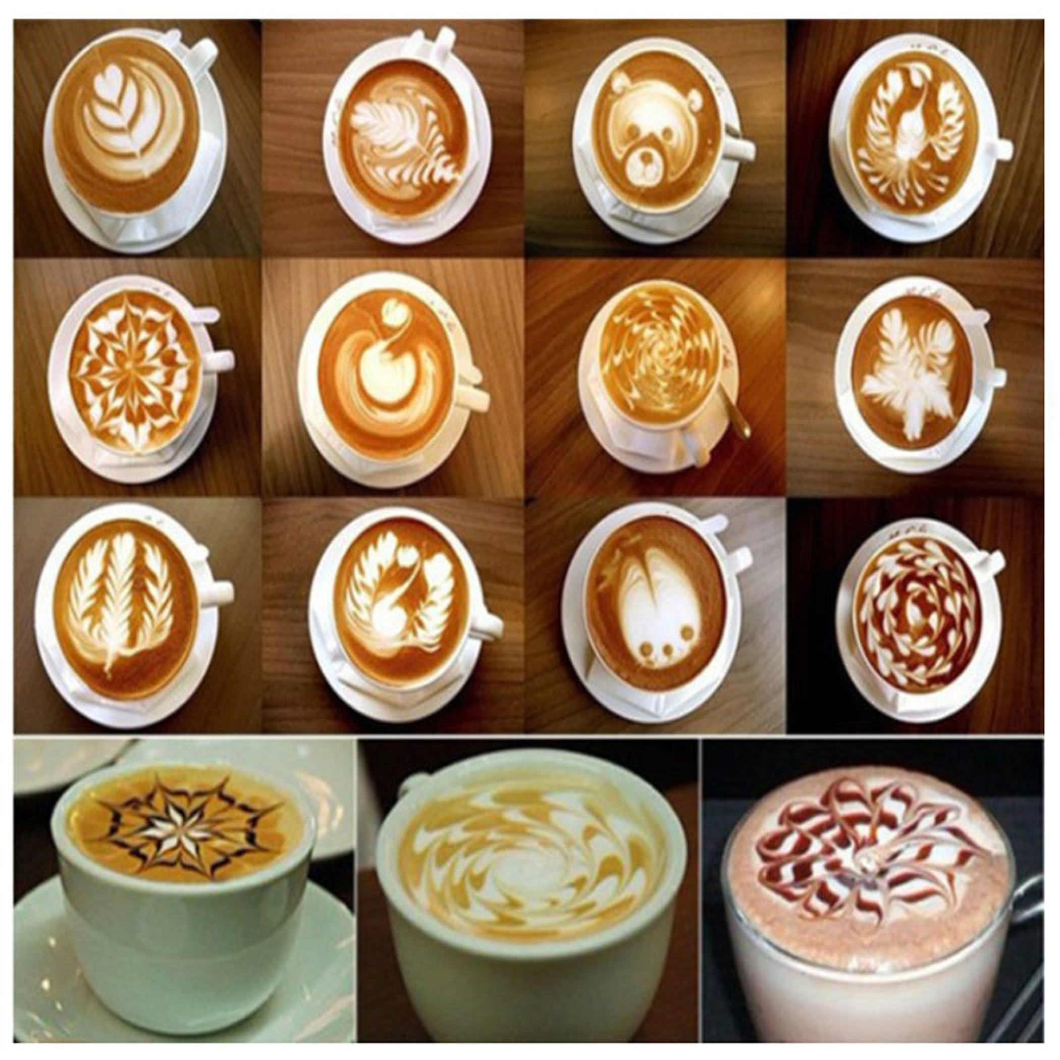 Coffee Design Topper Tool Main Function Latte Art Tool 2 Pack Reusable BPA Free Poly 32 Pieces