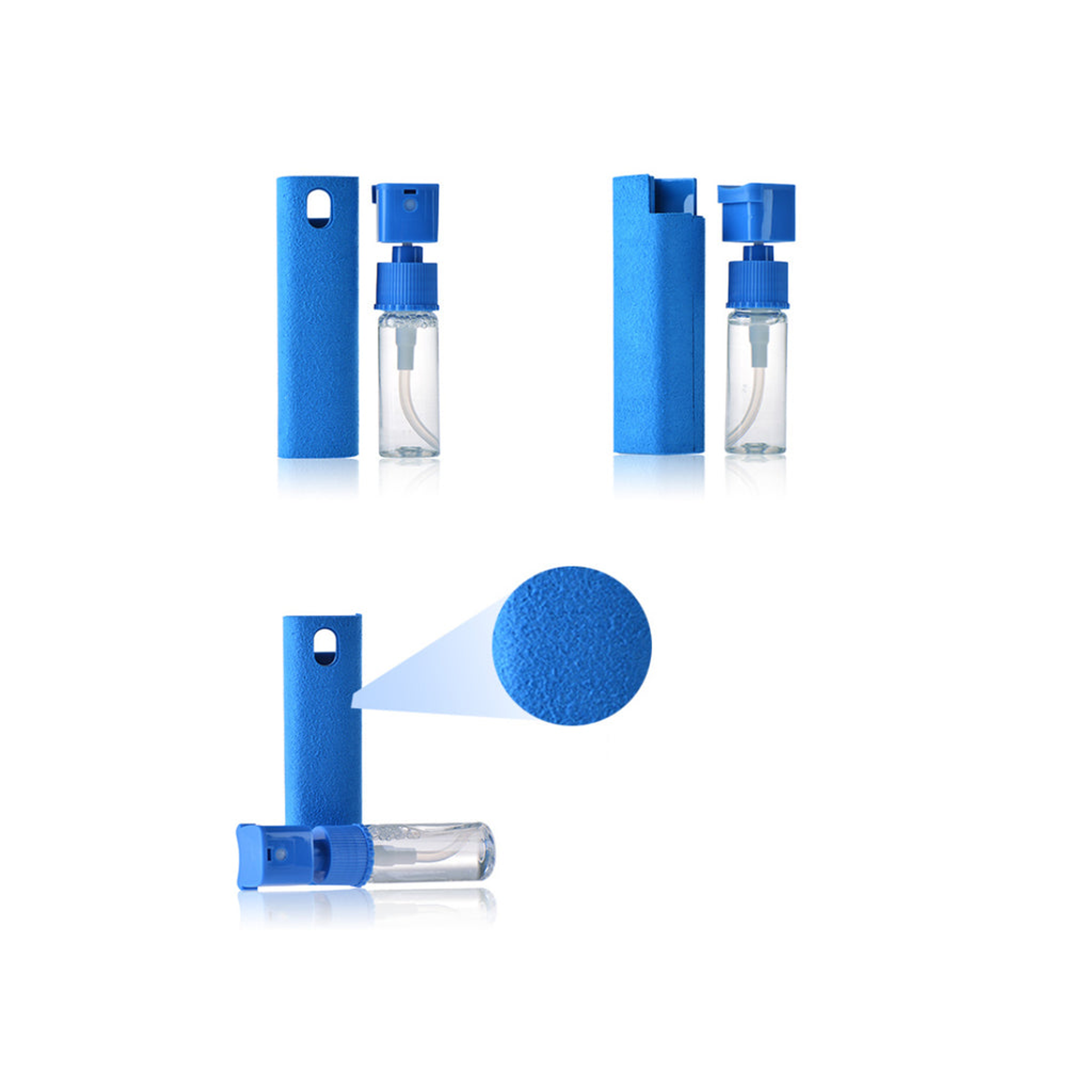 Spray Bottle Screen Cleaner Foam Brush Refillable Portable Grey or Blue For Phones Tablets Laptops Efficiently Cleans Dust Fingerprints Germs