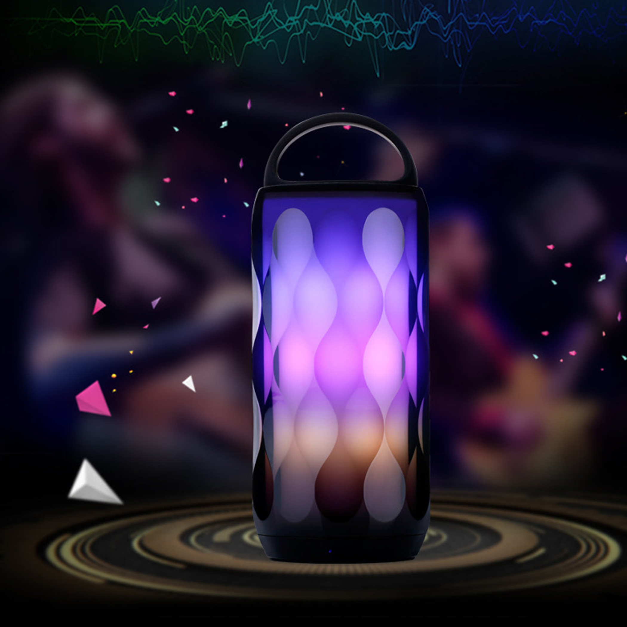 Bluetooth Speaker Mood Lighting LED Color Changing Crystal Clear Sound Six Hours Playtime Compatible with Bluetooth and TF Memory Card