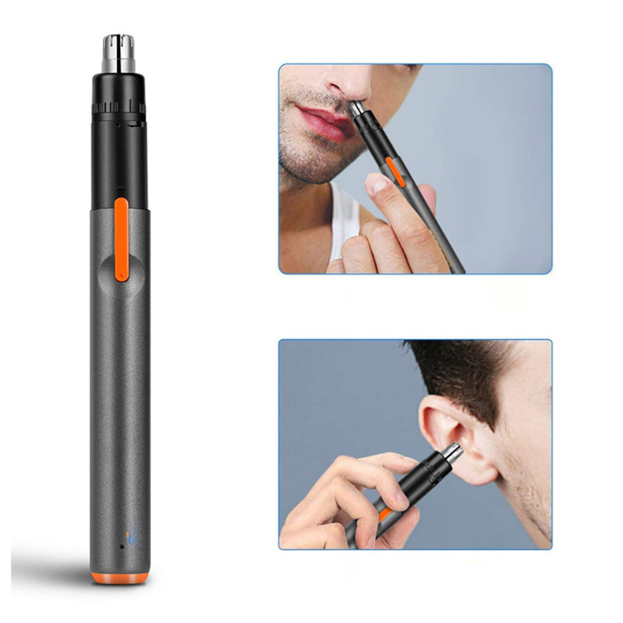 Hair Trimmer Ear And Nose Compact Travel Friendly Clean Cut 10 Seconds Charge 5 Minutes Usage Removable Blade Head Cleaning Brush