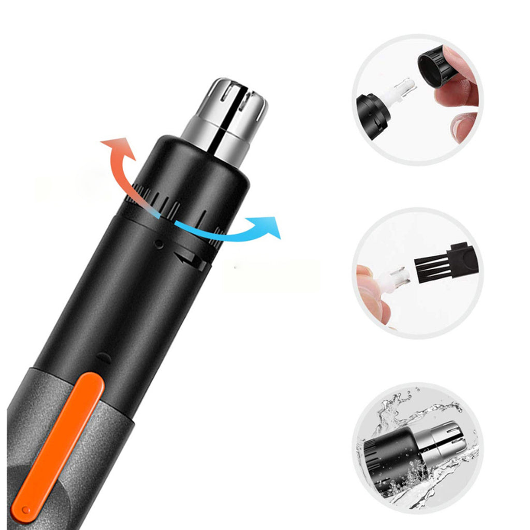 Hair Trimmer Ear And Nose Compact Travel Friendly Clean Cut 10 Seconds Charge 5 Minutes Usage Removable Blade Head Cleaning Brush