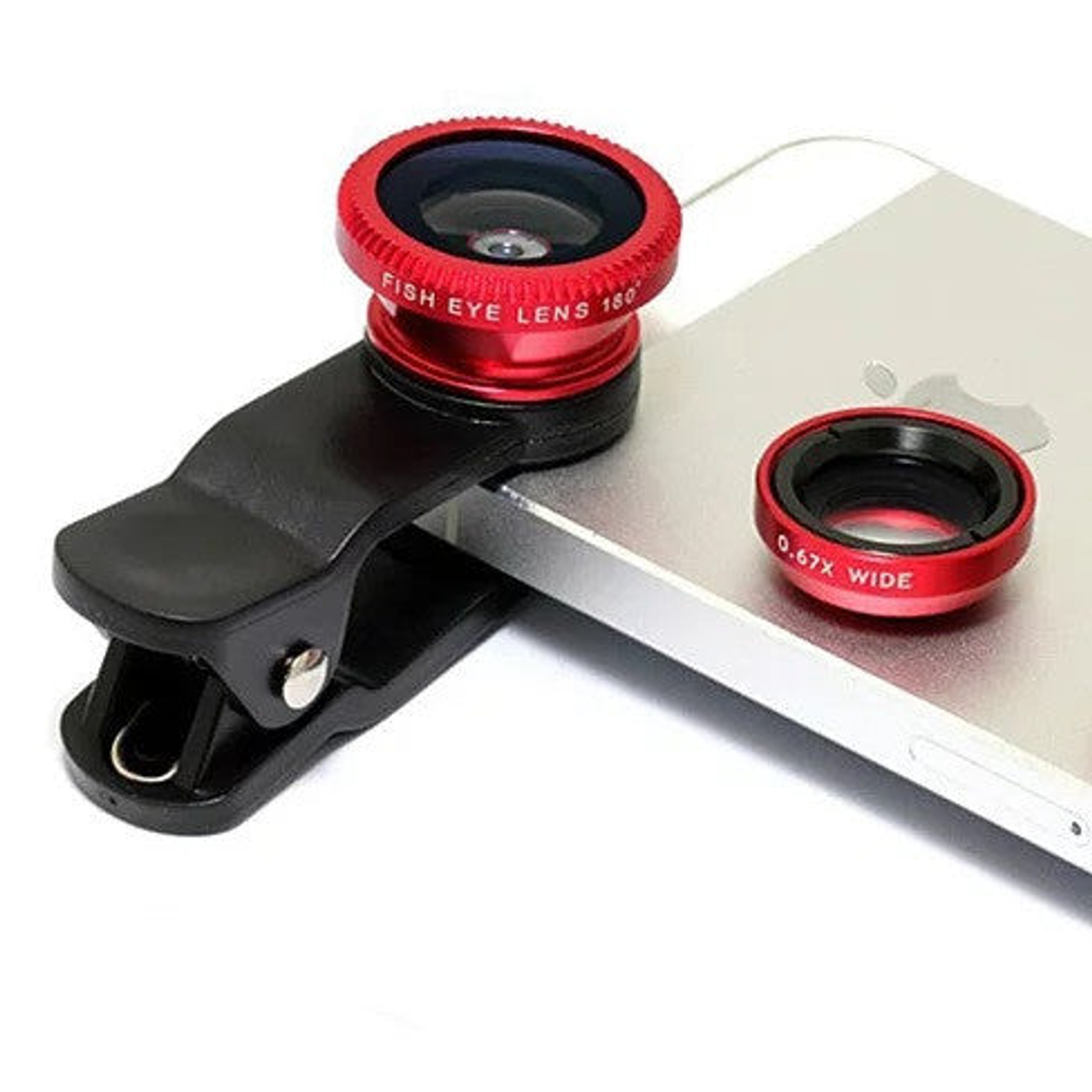 Smartphone Camera Lens 3 in 1 Universal Clip on Wide Angle Macro Fish Eye Metal Glass 6 Colors Included Lens Cap Storage Pouch