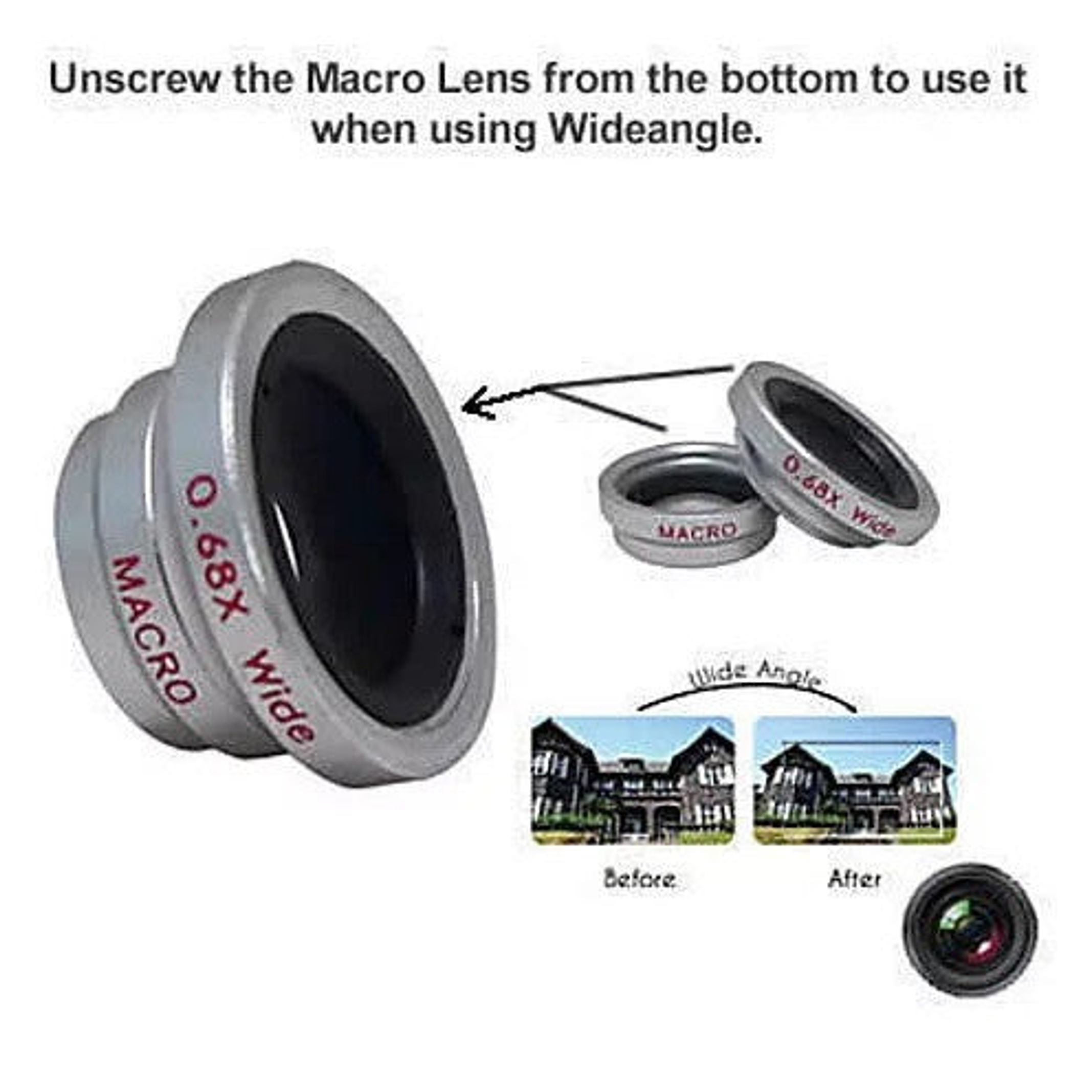 Smartphone Camera Lens 3 in 1 Universal Clip on Wide Angle Macro Fish Eye Metal Glass 6 Colors Included Lens Cap Storage Pouch