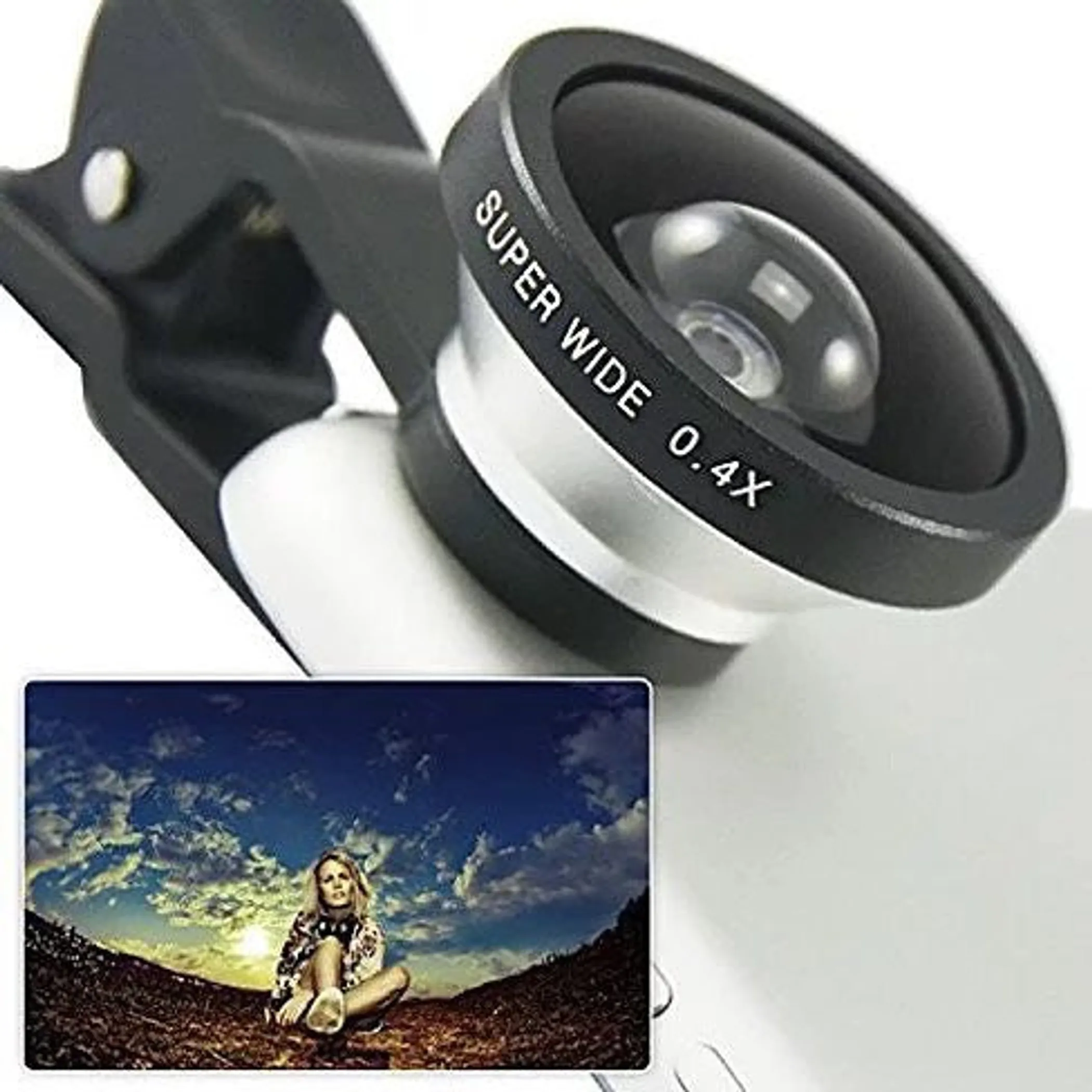 Lens Clip and Snap Wide Angle Lens for iPhone and Any Smartphone All Glass Lens Metal Housing 400 Percent Wider Multiple Colors