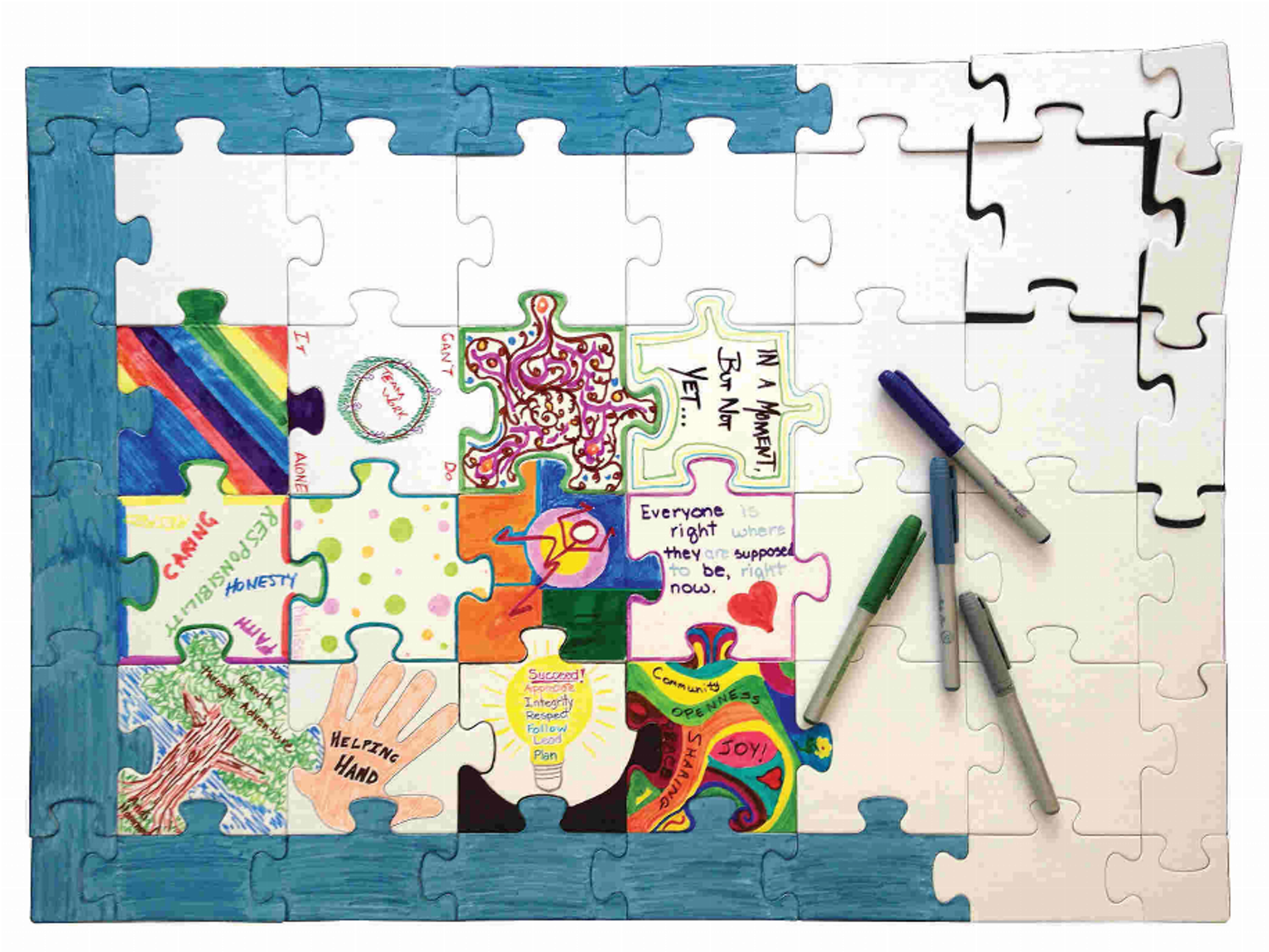 Puzzle Community 16 Pieces 4 Center Pieces 12 Border Pieces 20in x 28in