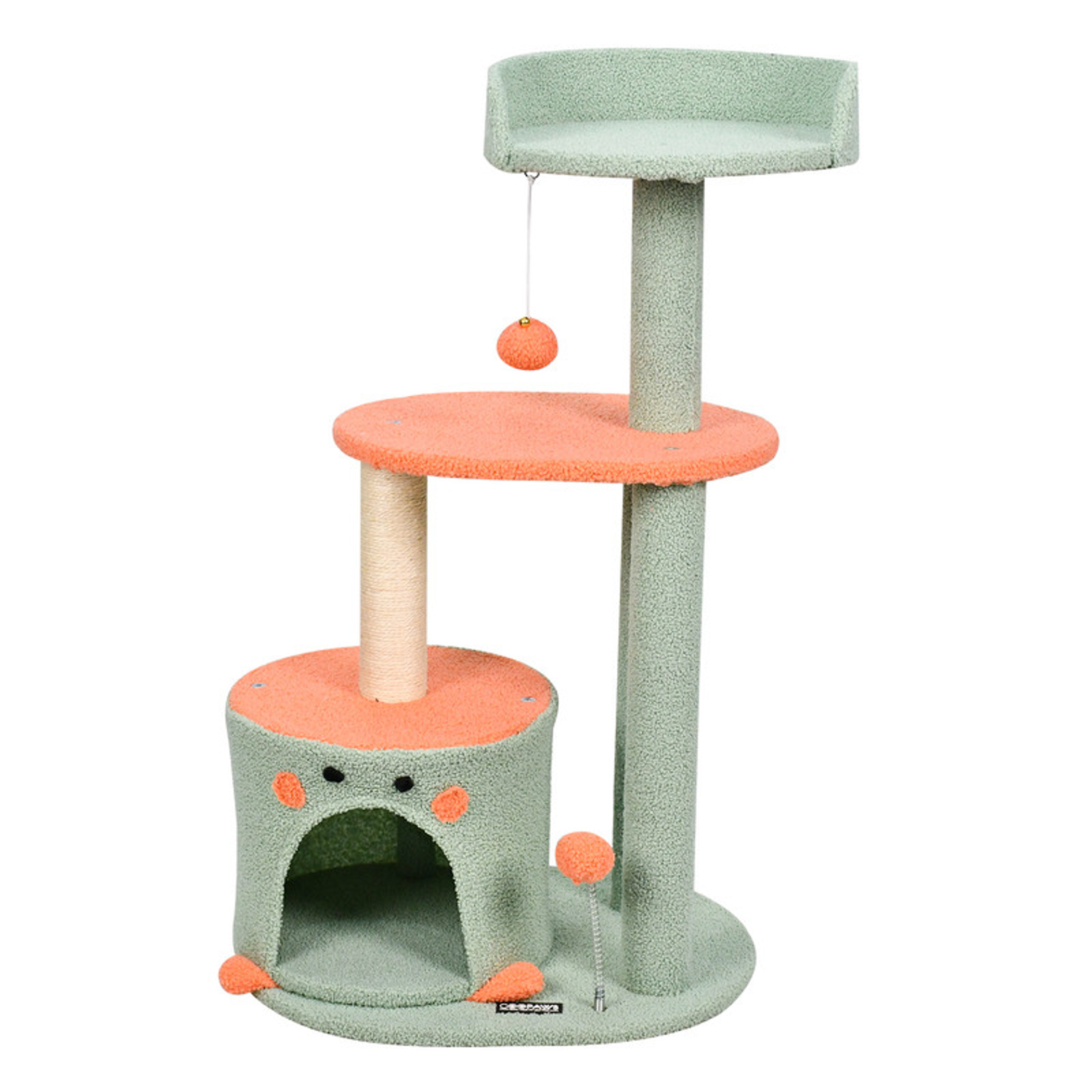 GOOPAWS 41-in Faux Fur Top Perch Cat Tree & Condo One Size Green