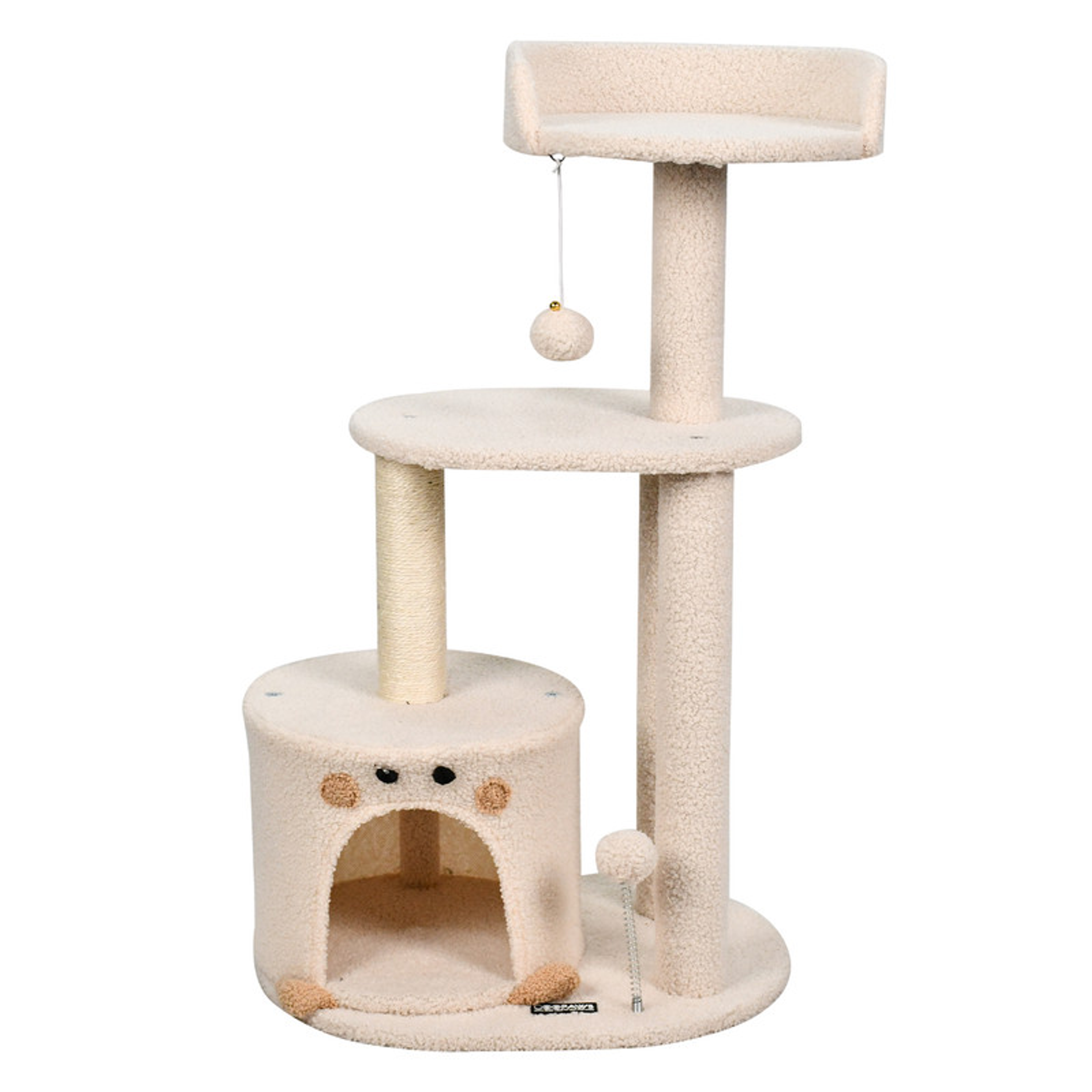 GOOPAWS Multi-Level 73-in Faux Fur Cat Tree & Condo One Size Cream