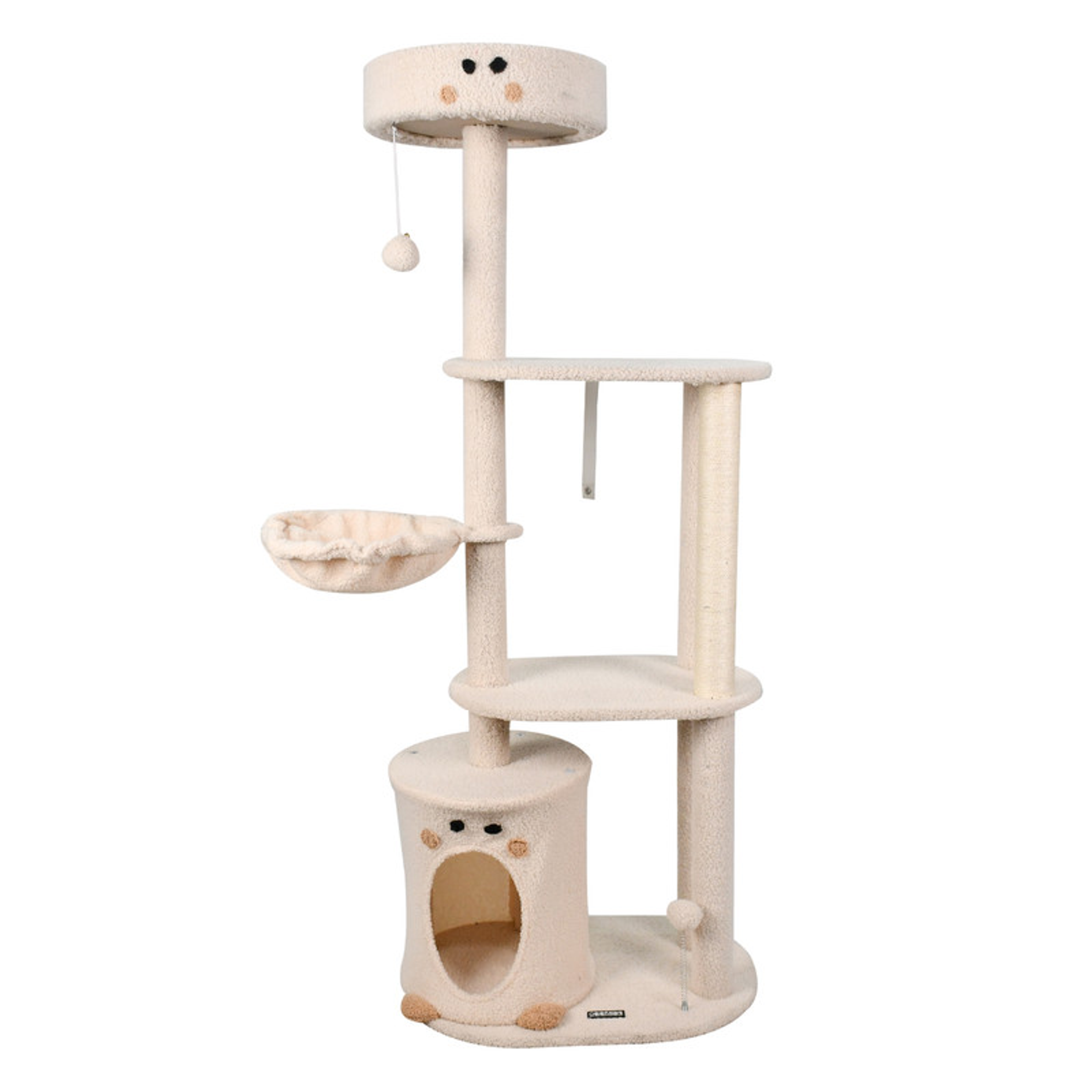 GOOPAWS 34-in Faux Fur Top Perch Cat Tree & Condo One Size Cream