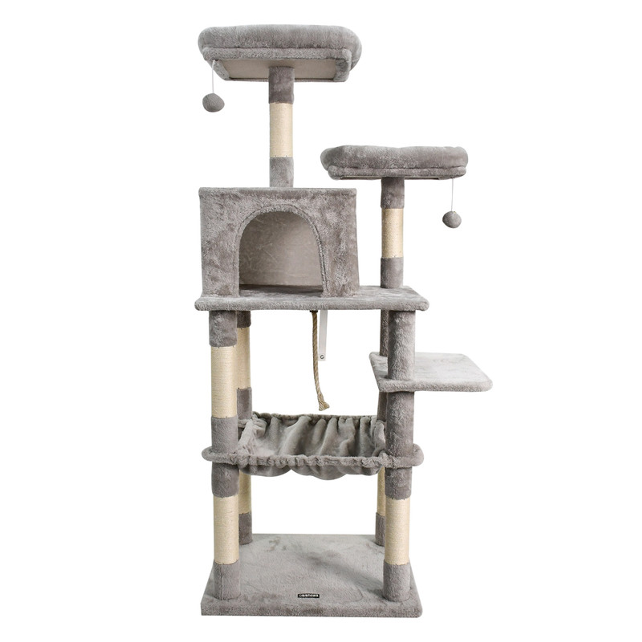 GOOPAWS 34-in Faux Fur Top Perch Cat Tree & Condo One Size Light Grey