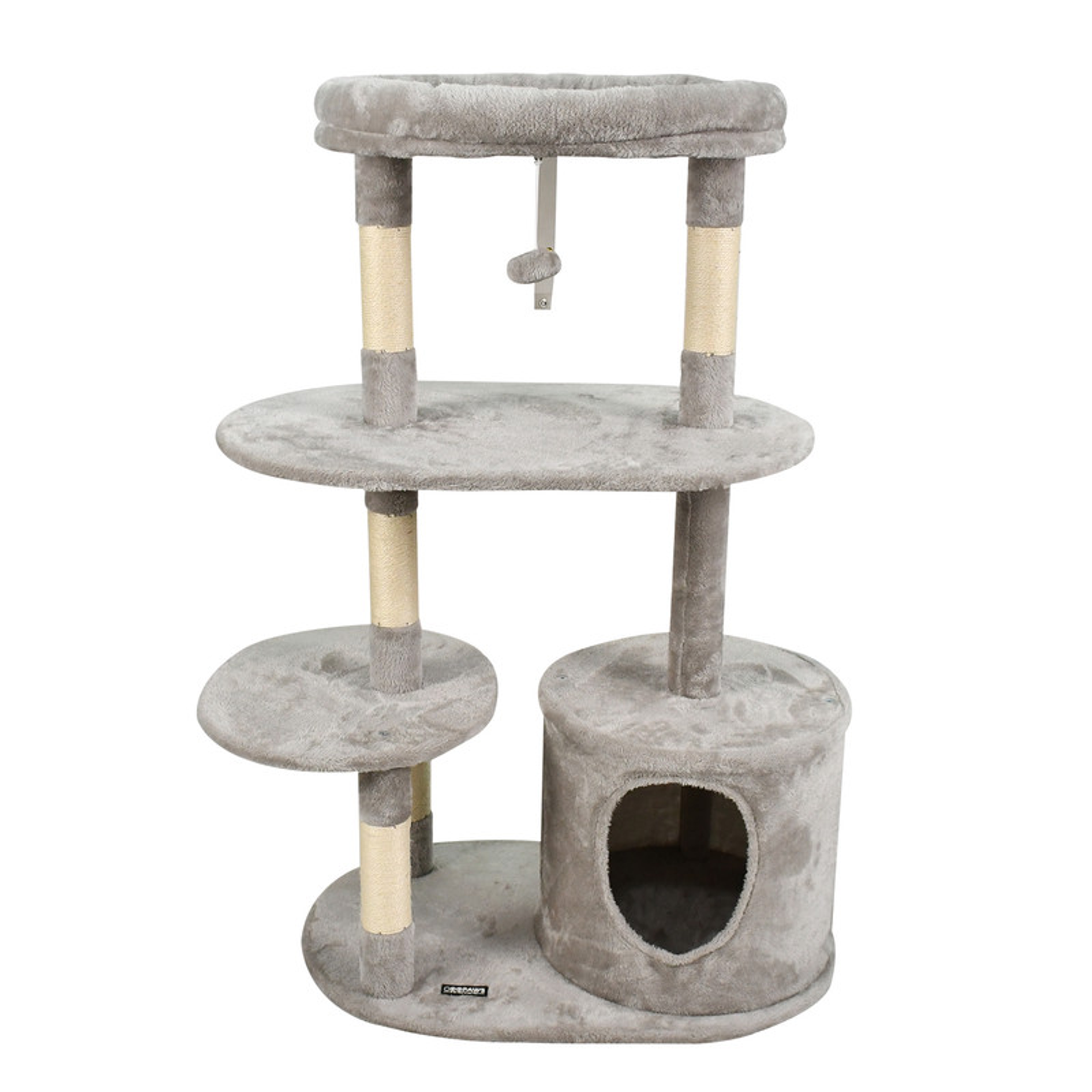 GOOPAWS 3-Tier 48-in Faux Fur Top Perch Cat Tree & Condo One Size Light Grey