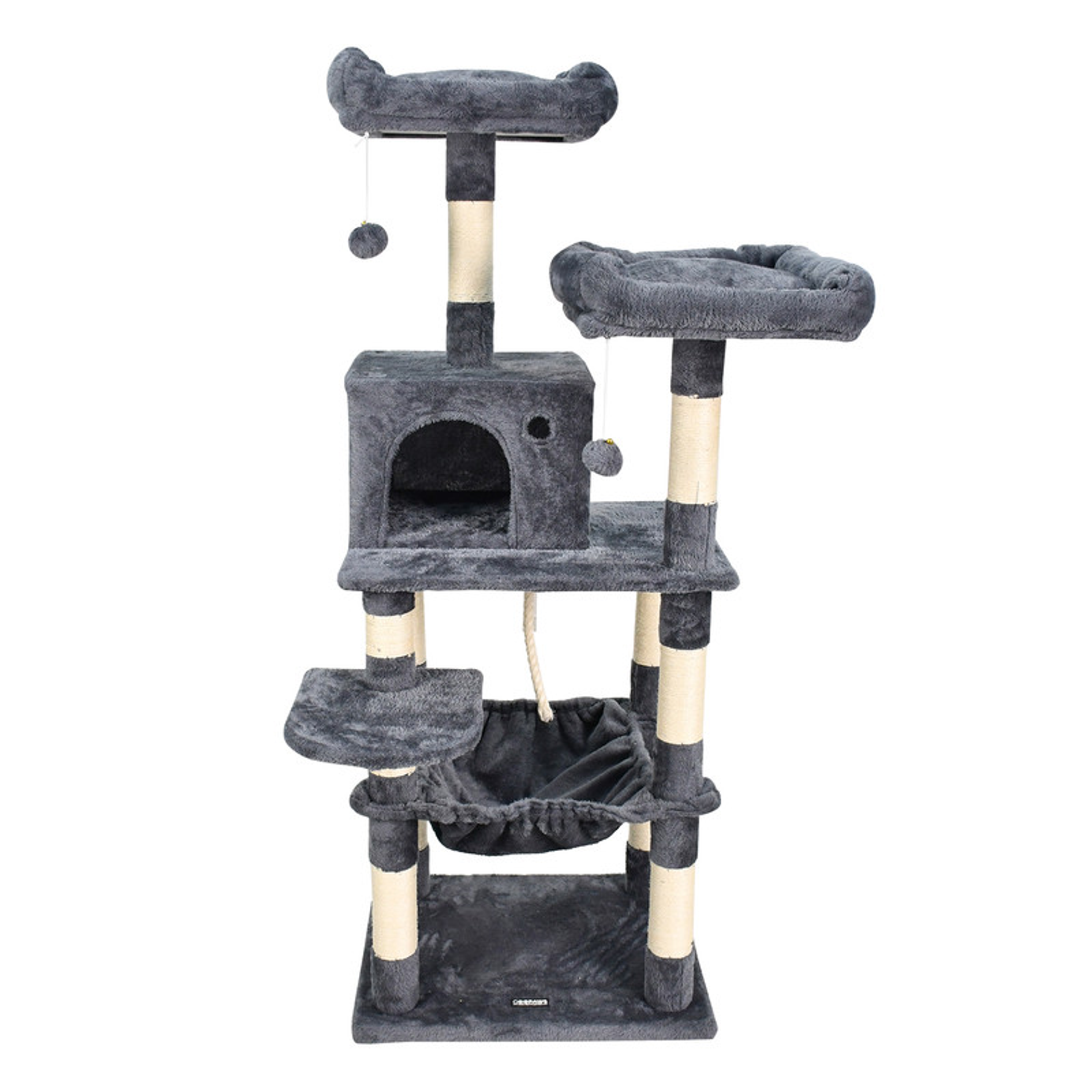 GOOPAWS 58-in Faux Fur Cat Tree & Condo One Size Dark Grey