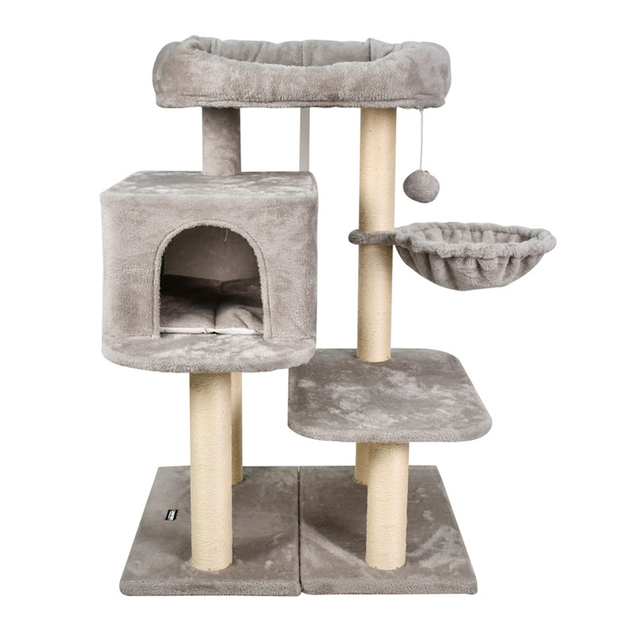GOOPAWS Multi-Level 60-in Faux Fur Cat Tree & Condo One Size Light Grey