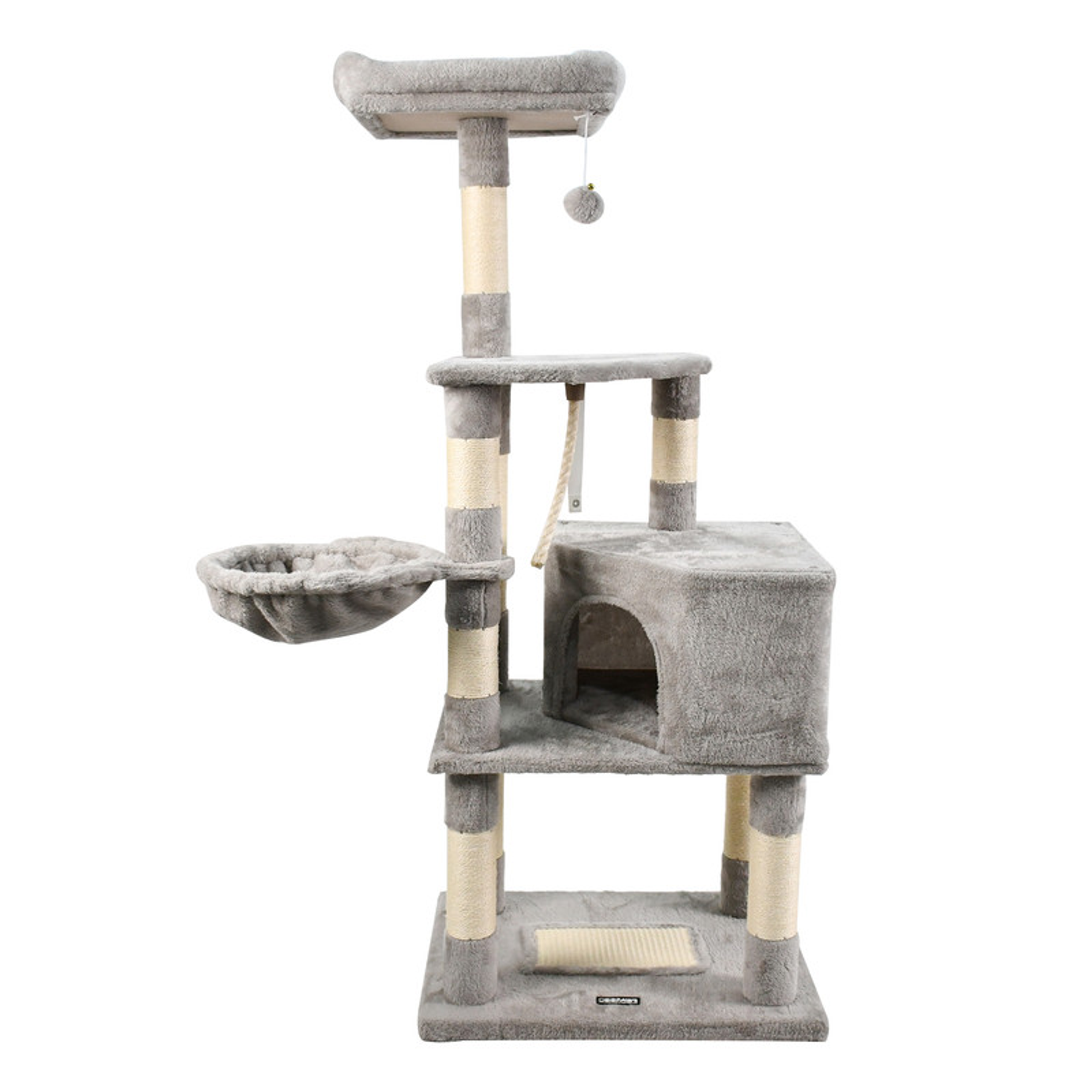 GOOPAWS 43-in Faux Fur Top Perch Cat Tree & Condo One Size Light Grey