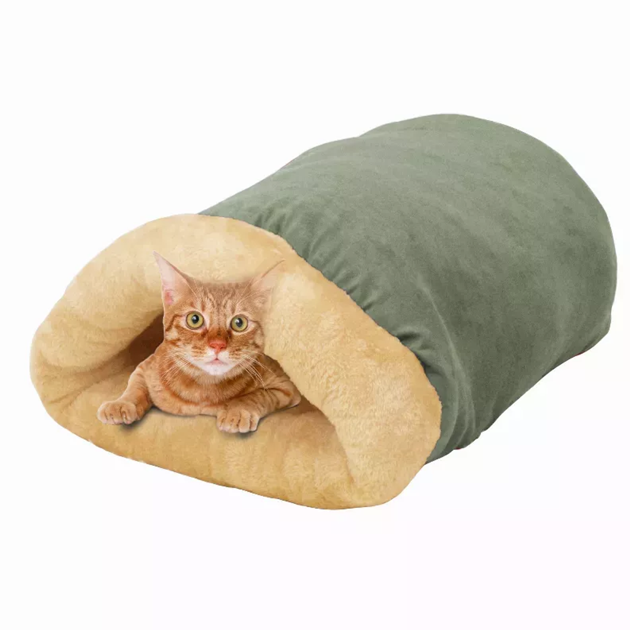 GOOPAWS 4 in 1 Self Warming Burrow Cat Bed, Pet Hideway Sleeping Cuddle Cave Image 1