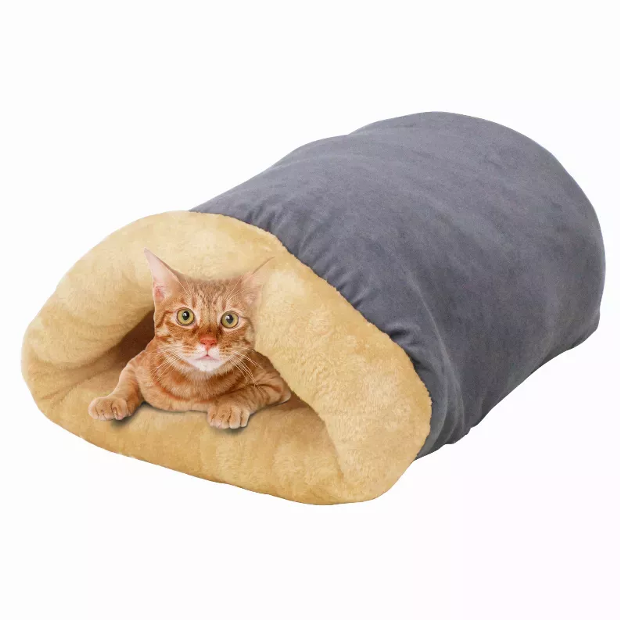 GOOPAWS 4 in 1 Self Warming Burrow Cat Bed, Pet Hideway Sleeping Cuddle Cave Image 1