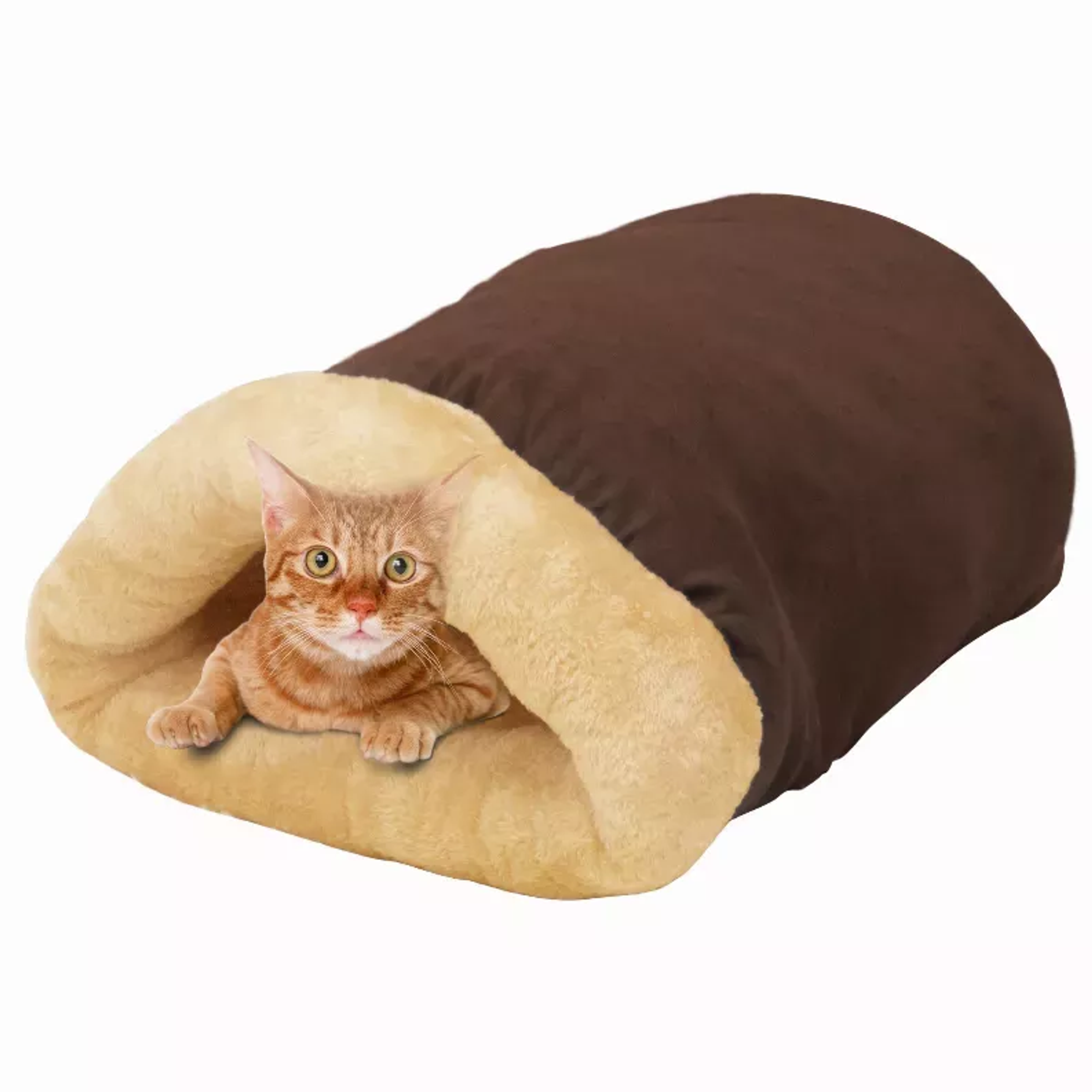 GOOPAWS 4 in 1 Self Warming Burrow Cat Bed, Pet Hideway Sleeping Cuddle Cave Image 1