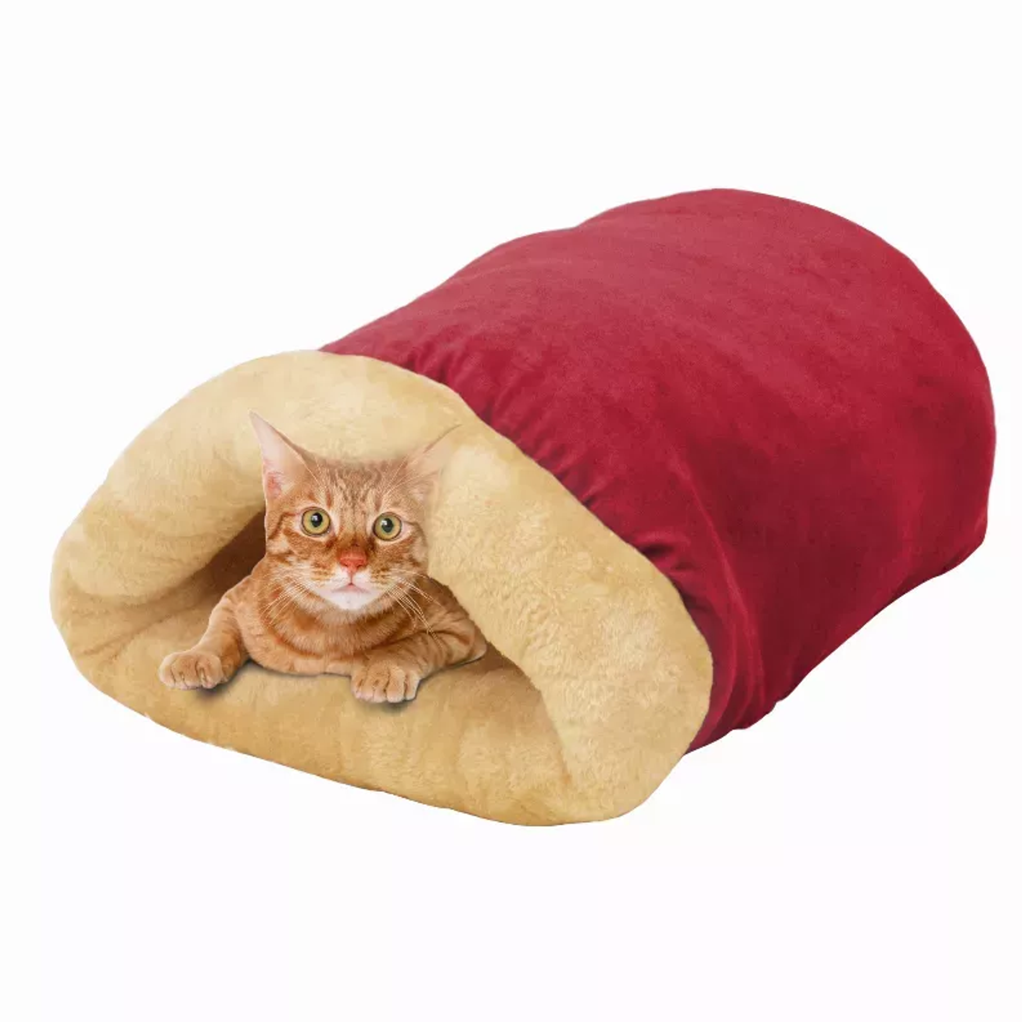 GOOPAWS 4 in 1 Self Warming Burrow Cat Bed, Pet Hideway Sleeping Cuddle Cave Image 1