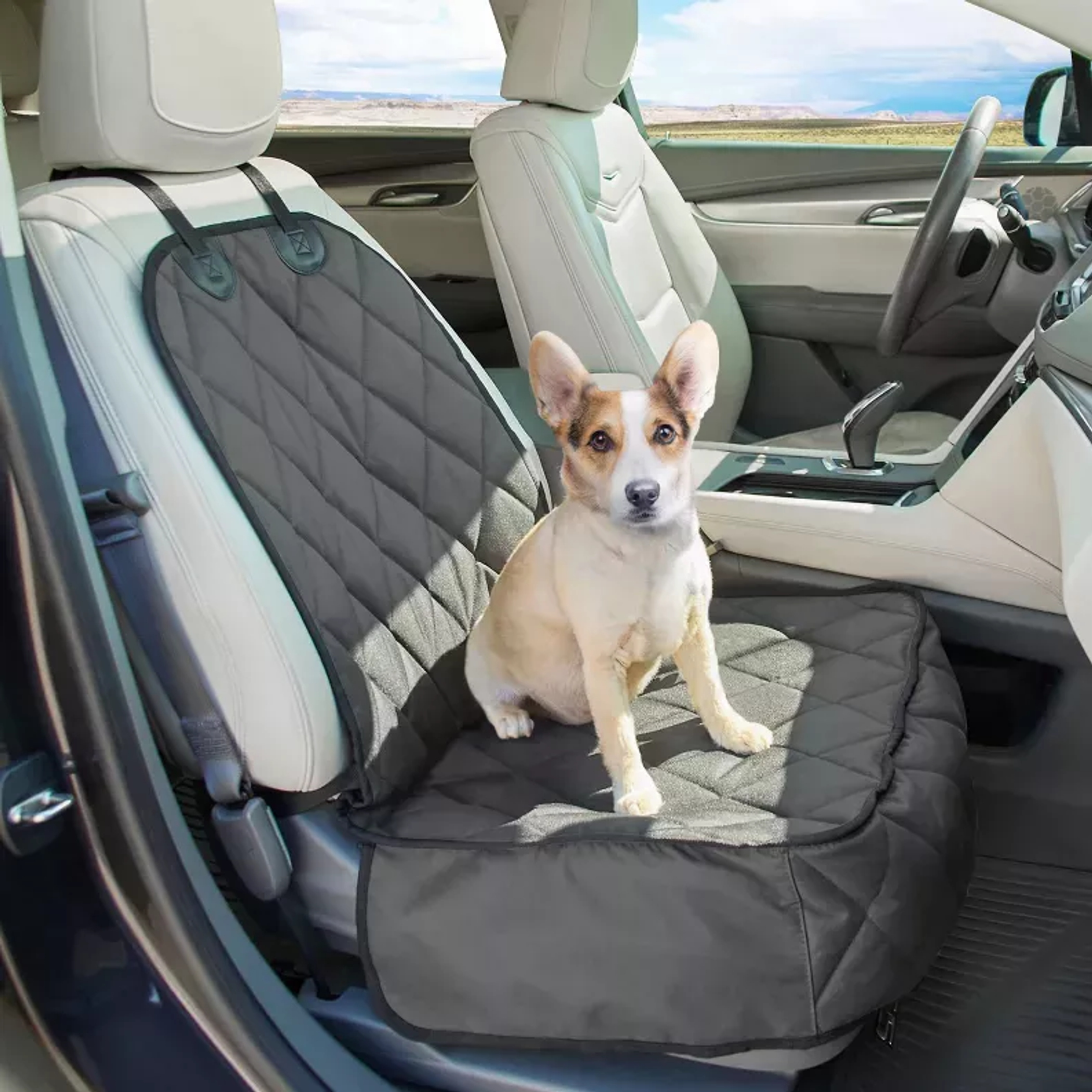 GOOPAWS Dog Front Car Seat Cover, Waterproof, Scratch Proof & Non Slip, Durable Pet Front Car Seat Cover for Trucks, SUV Image 1