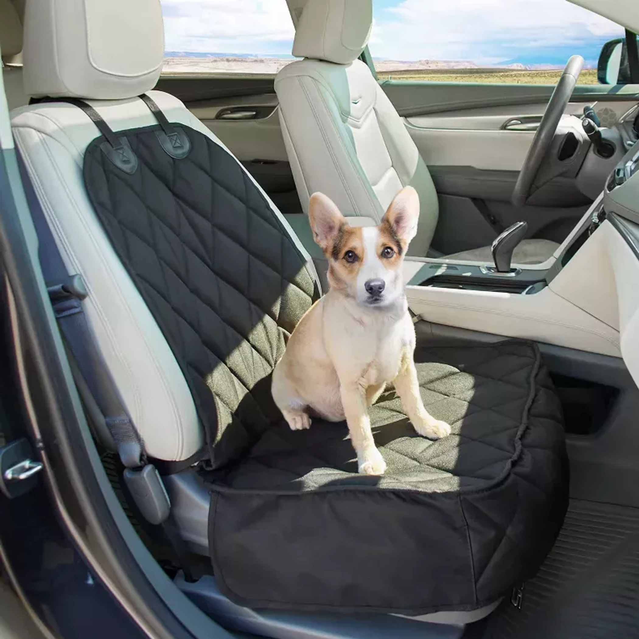 GOOPAWS Dog Front Car Seat Cover, Waterproof, Scratch Proof & Non Slip, Durable Pet Front Car Seat Cover for Trucks, SUV Image 1