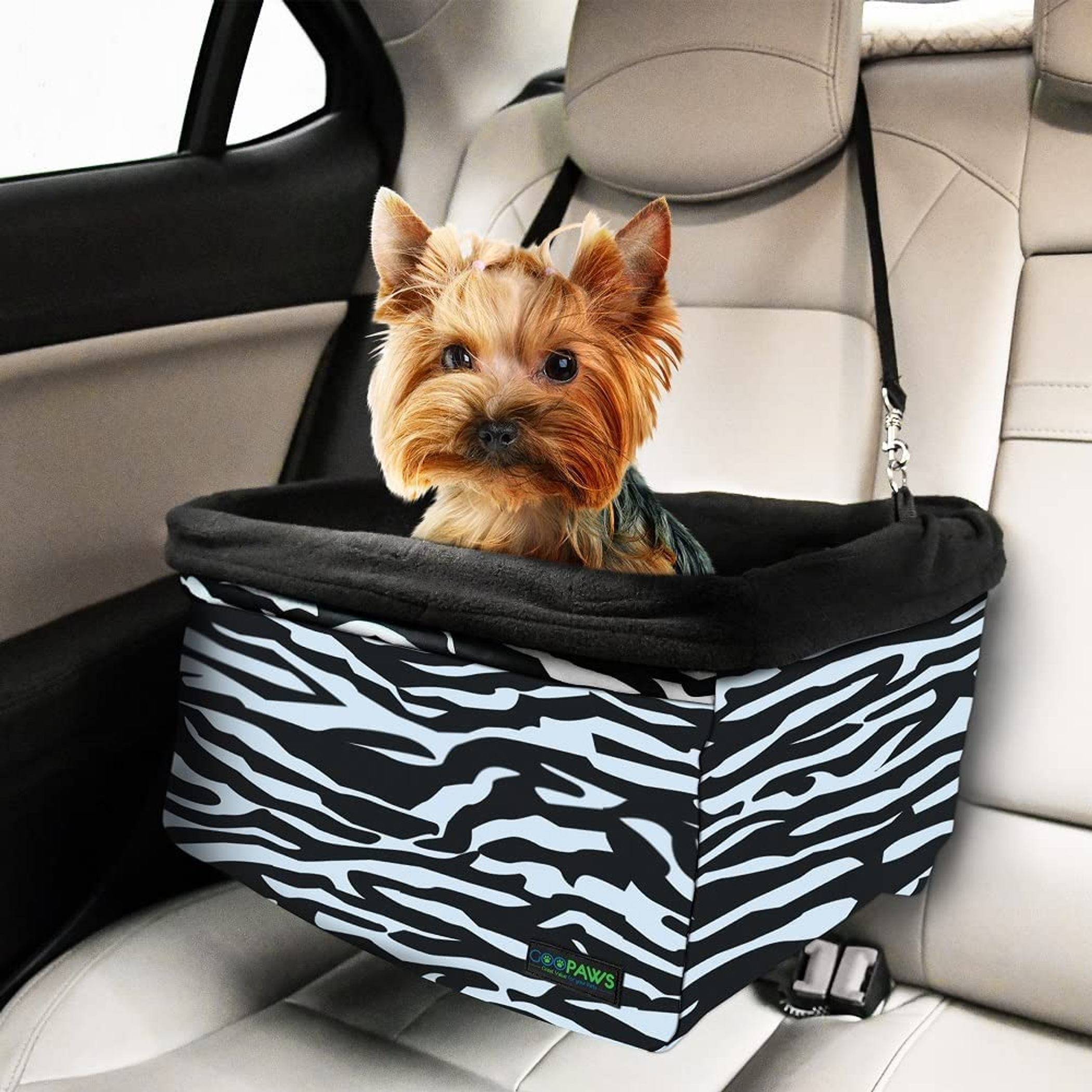 JESPET & GOOPAWS Dog Booster Seats for Cars, Portable Dog Car Seat Travel Carrier with Seat Belt for 24lbs Pets Image 1