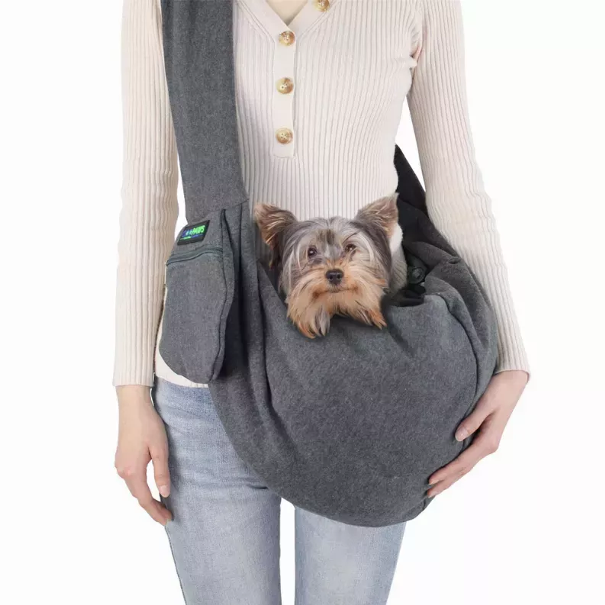 JESPET Comfy Pet Sling for Small Dog Cat, Hand Free Sling Bag Breathable Soft Knit with Front Pocket, Travel Puppy Carrying Bag, Pet Pouch. Machine Washable Image 1