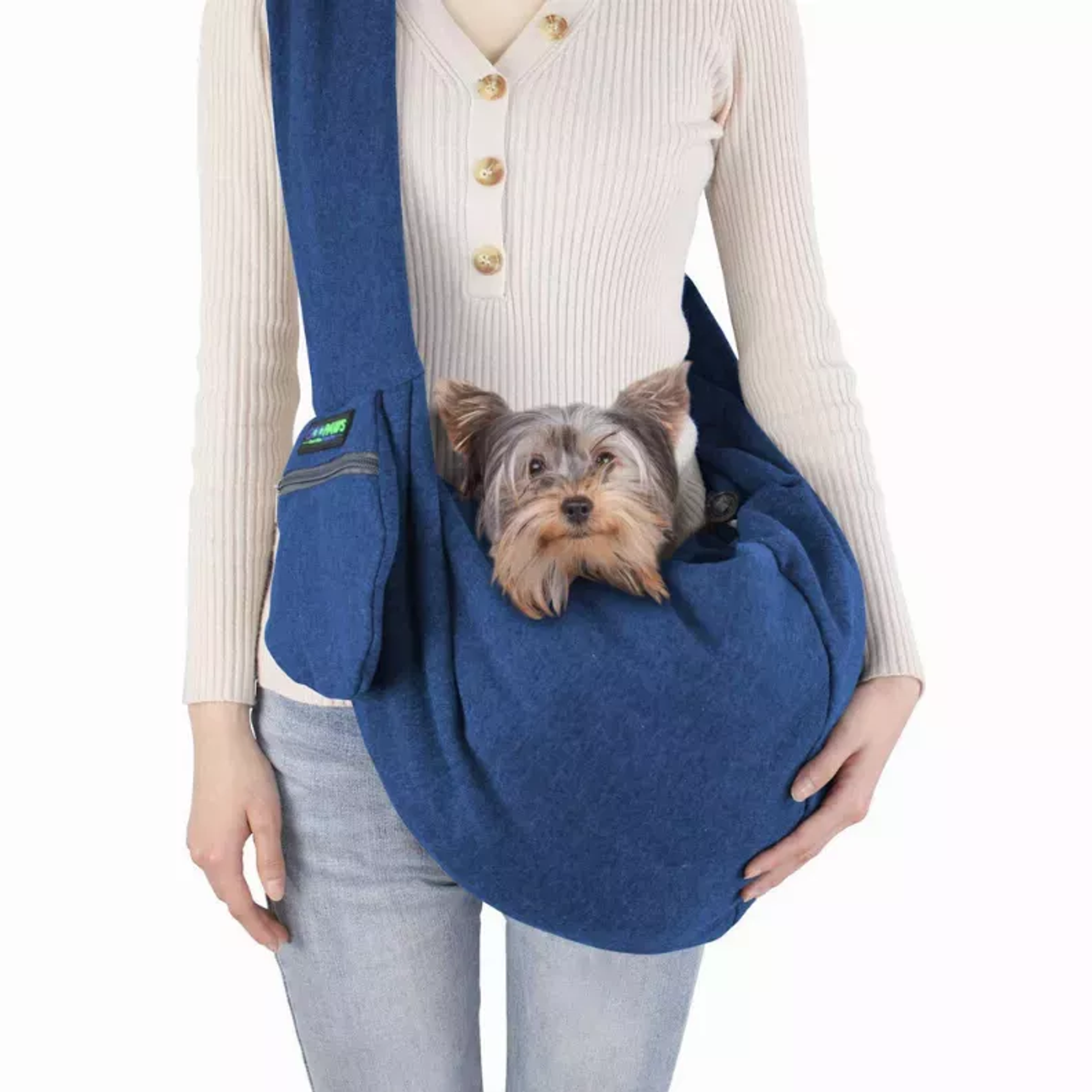 JESPET Comfy Pet Sling for Small Dog Cat, Hand Free Sling Bag Breathable Soft Knit with Front Pocket, Travel Puppy Carrying Bag, Pet Pouch. Machine Washable Image 1