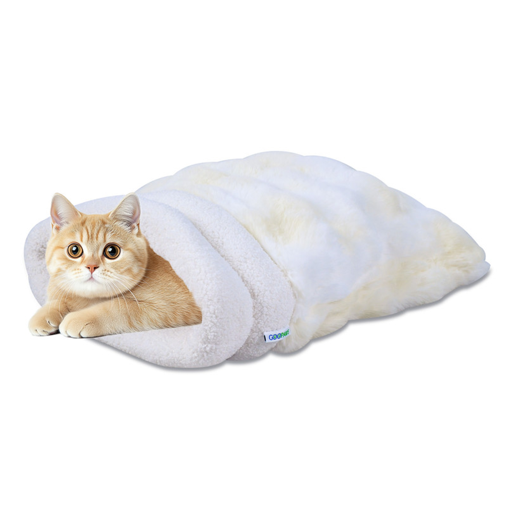 GOOPAWS 4 in 1 Self Warming Cat Sack Bed Cave 21 x 17 x 3 inches Cream