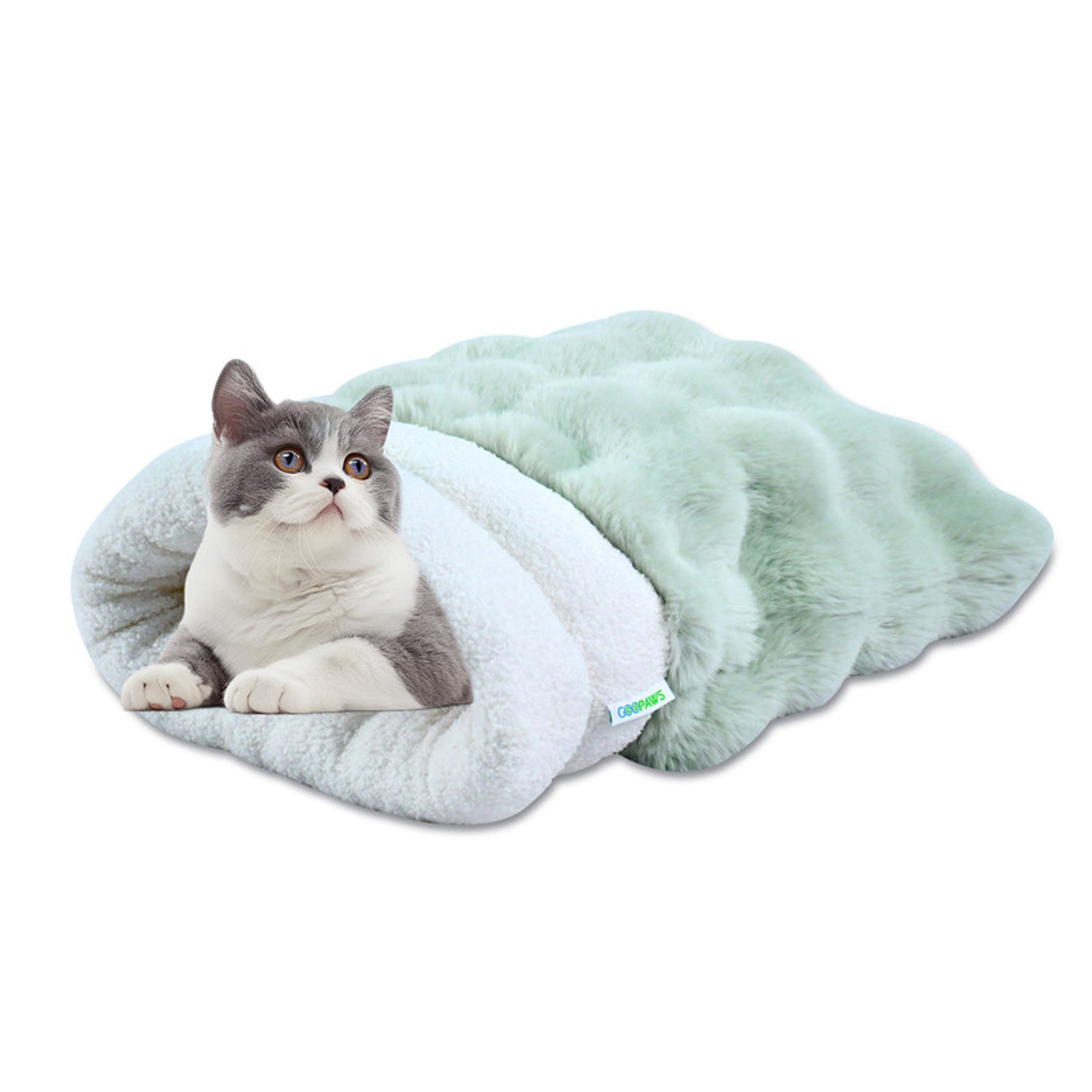 GOOPAWS 4 in 1 Self Warming Cat Sack Bed Cave 21 x 17 x 3 inches Green