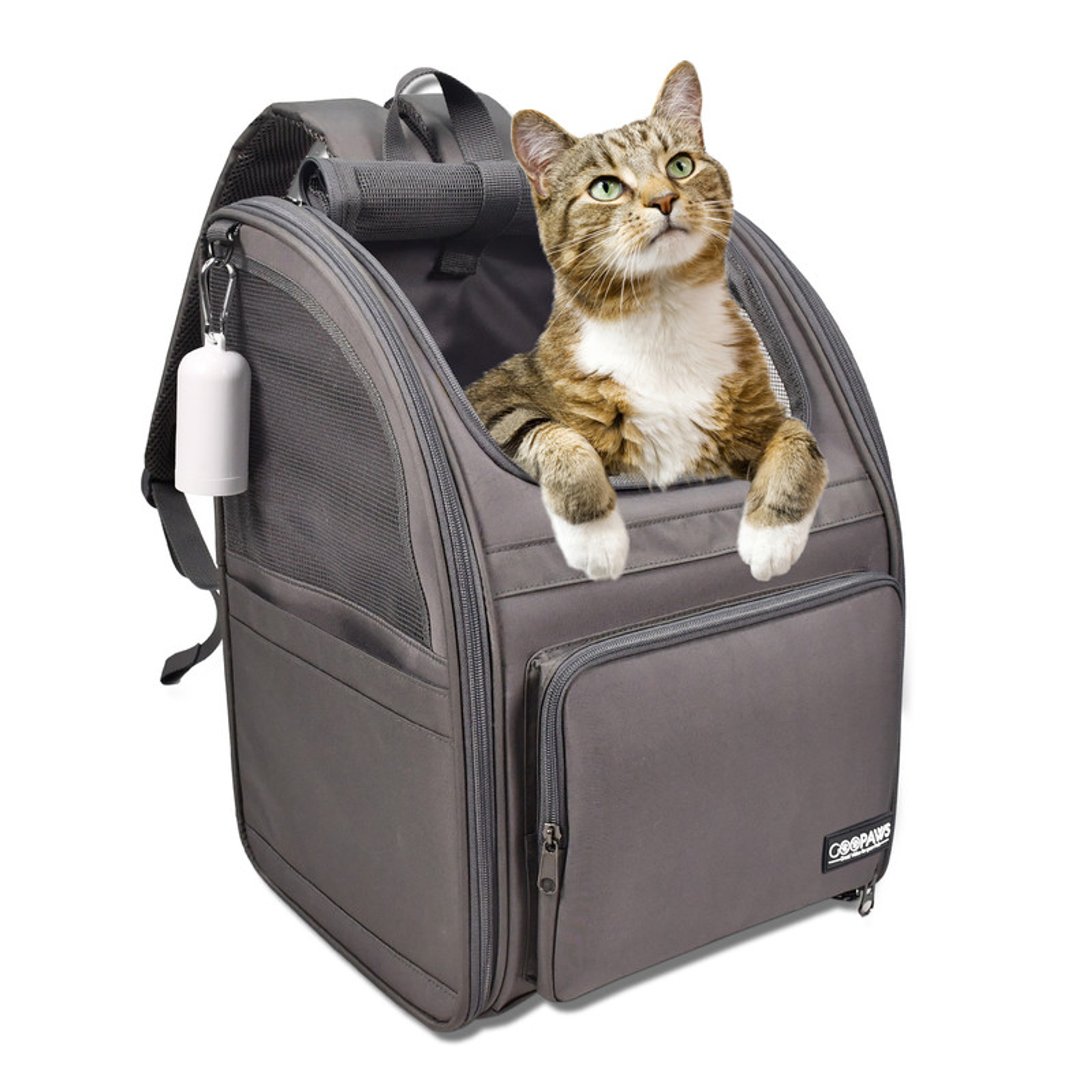 GOOPAWS Backpack Dog & Cat Carrier 12.5 x 10.5 x 16.5 inches Grey