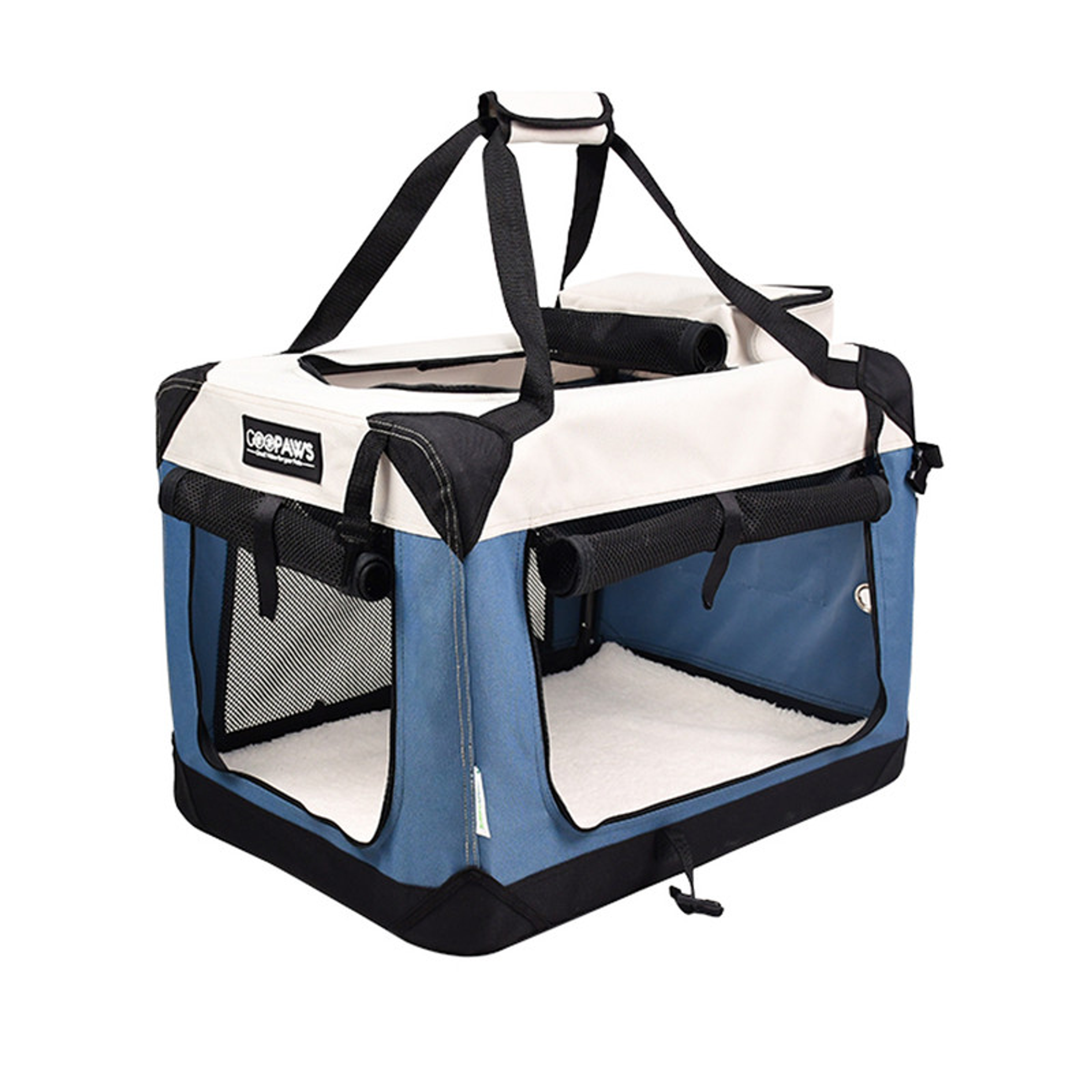 GOOPAWS 3-Door Collapsible Soft-Sided Dog & Cat Crate 24 x 16.5 x 16.5 inches Lake Blue