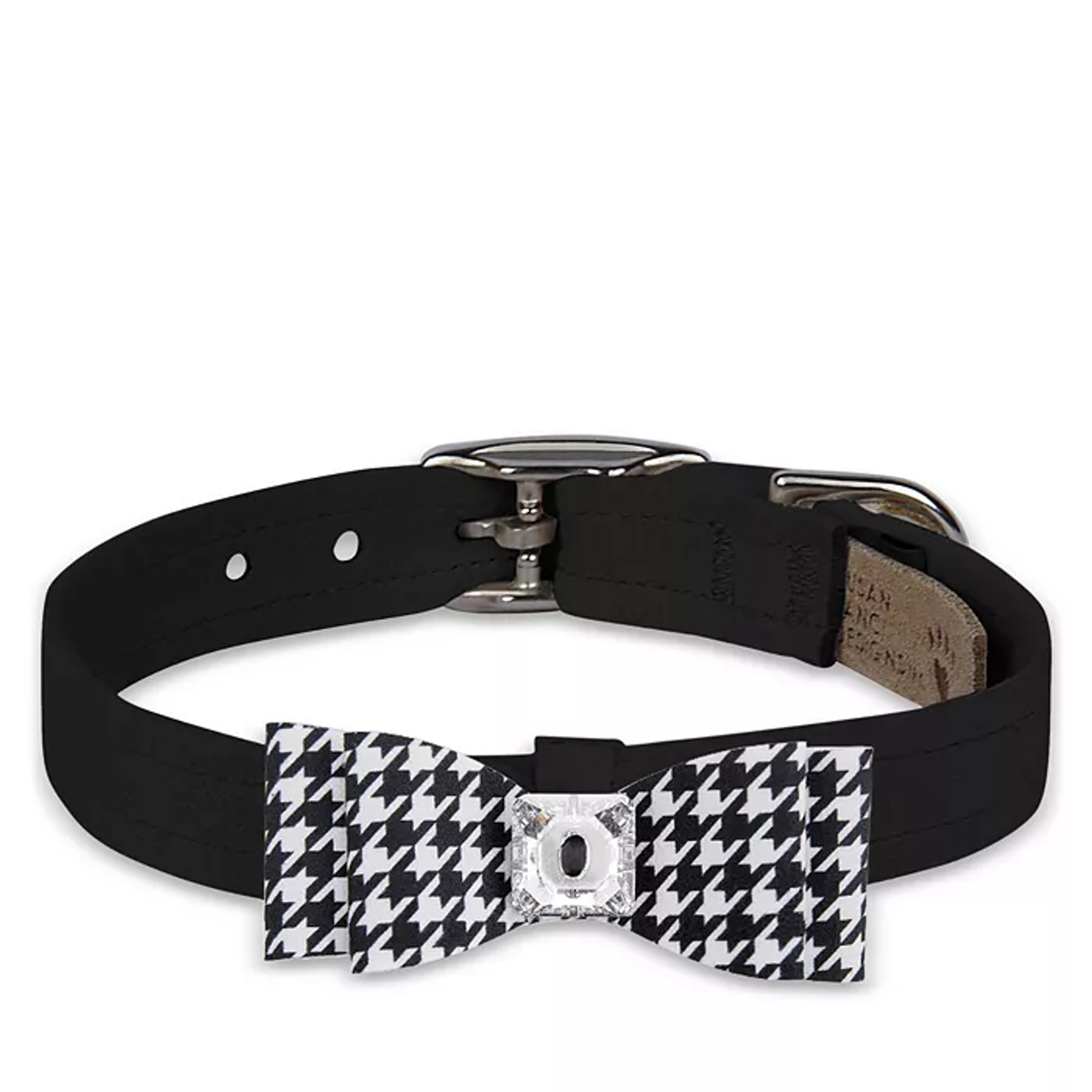 Susan Lanci Designs Black & White Houndstooth Big Bow Collar Image 1