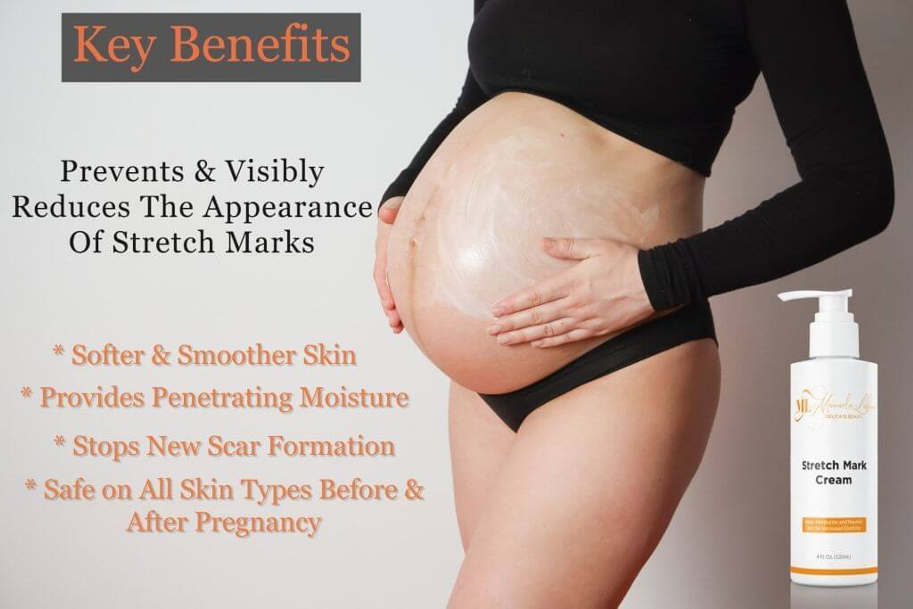 Stretch Mark Cream Skin Treatment Moisturizing Reduces Inflammation Prevents Future Marks Safe for All Skin Types