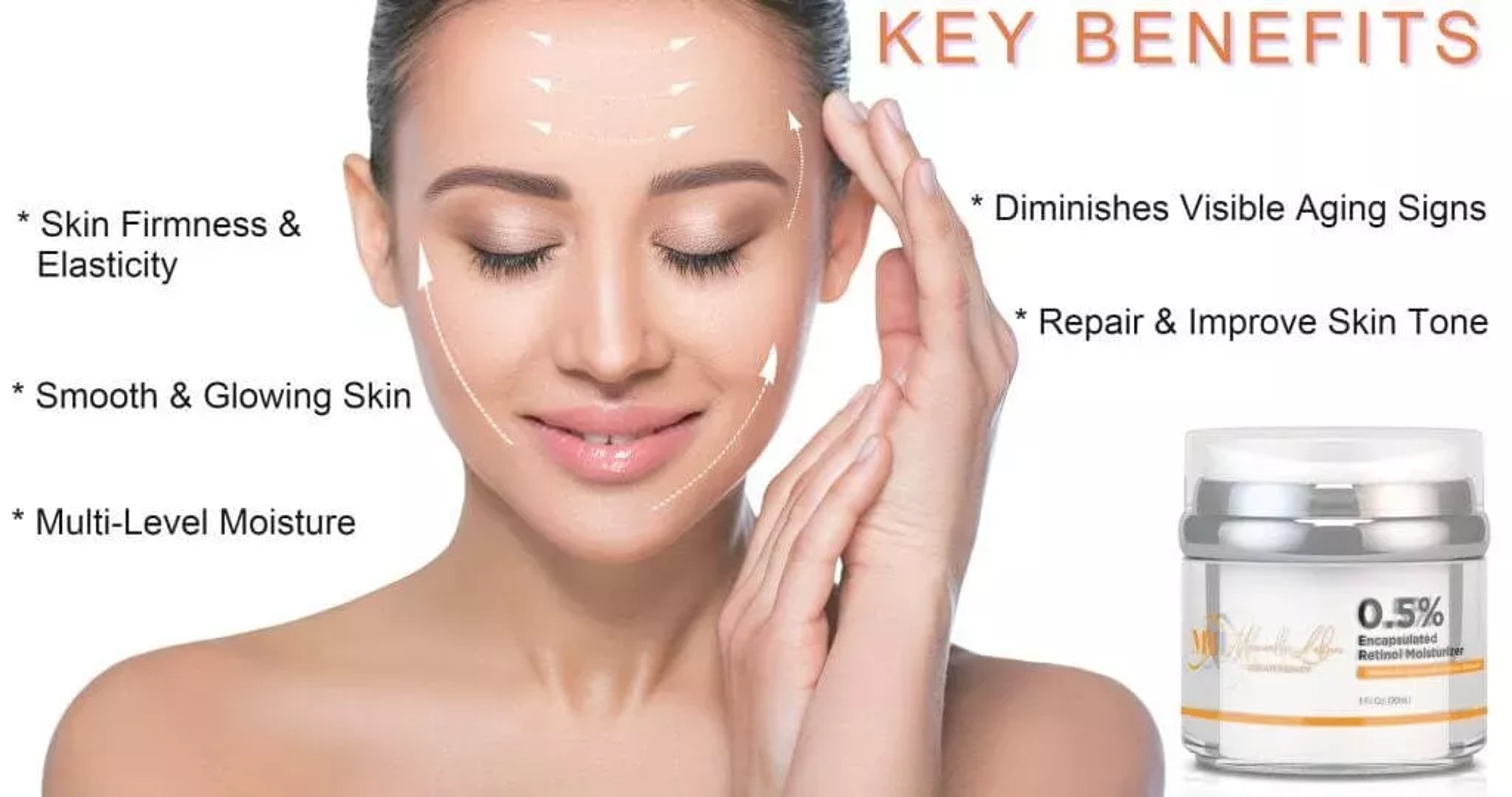 Crema hidratante restauradora para la piel con retinol encapsulado 0.5% que mejora tono textura y reduce arrugas y líneas de expresión