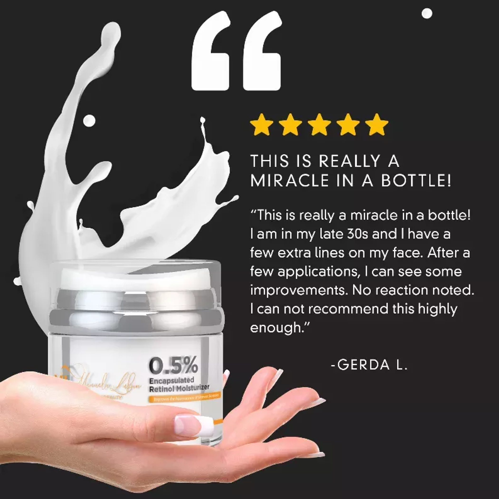 Crema hidratante restauradora para la piel con retinol encapsulado 0.5% que mejora tono textura y reduce arrugas y líneas de expresión