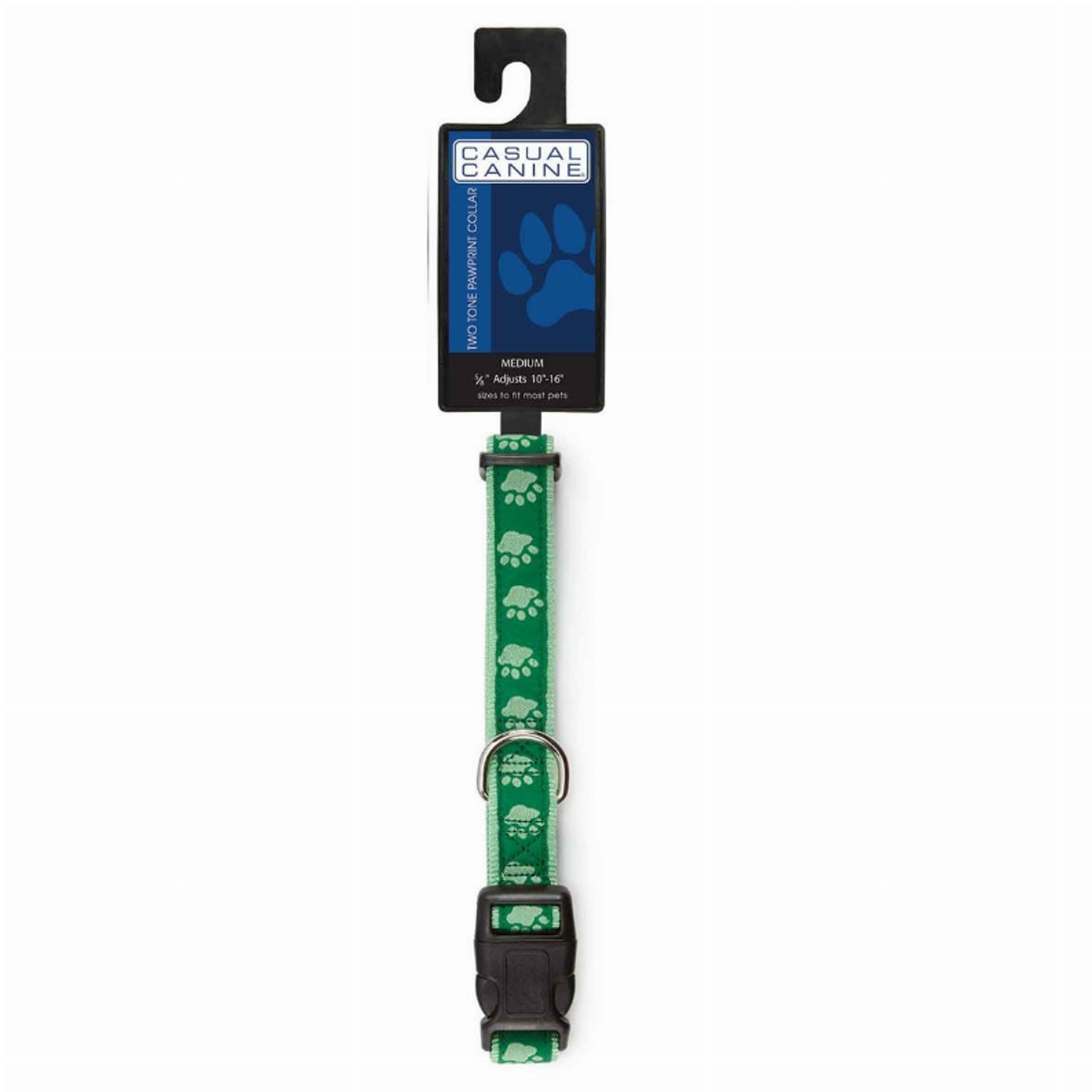 CC TwoTone Pawprint Collar 10-16In Grn Image 1